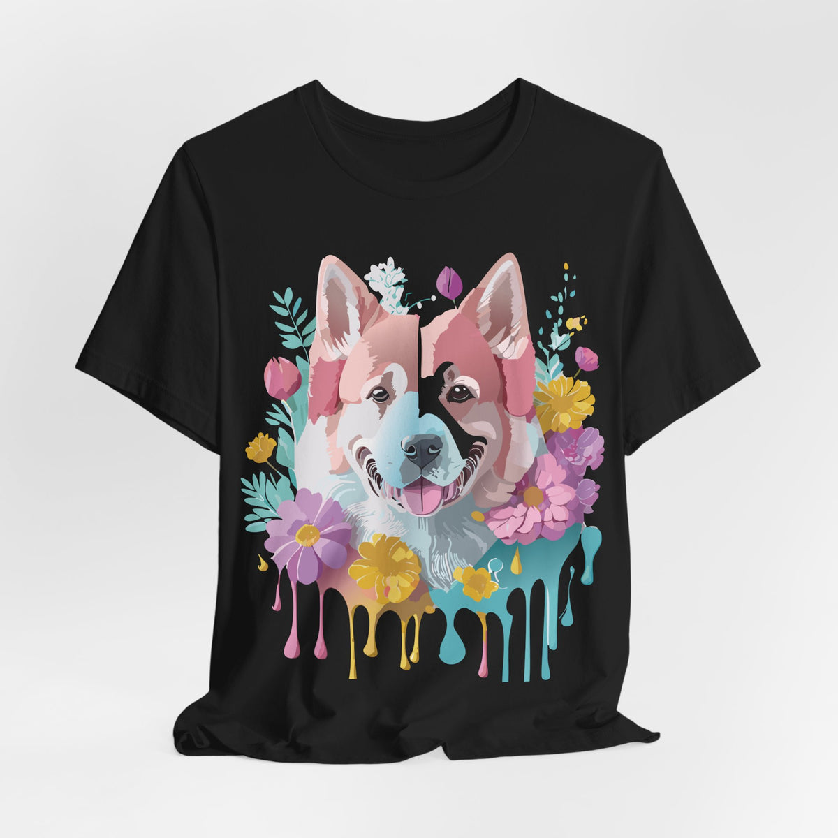 Dog Graphic Unisex Cotton Bella+Canvas Tee with Art Animal Design e121