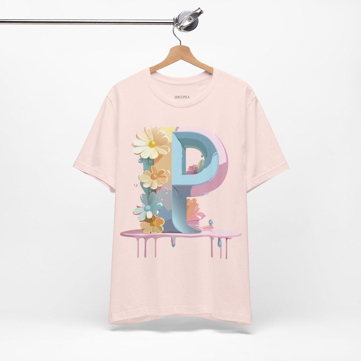 Letter P Graphic Unisex Cotton Bella+Canvas Tee with Art Letter Design