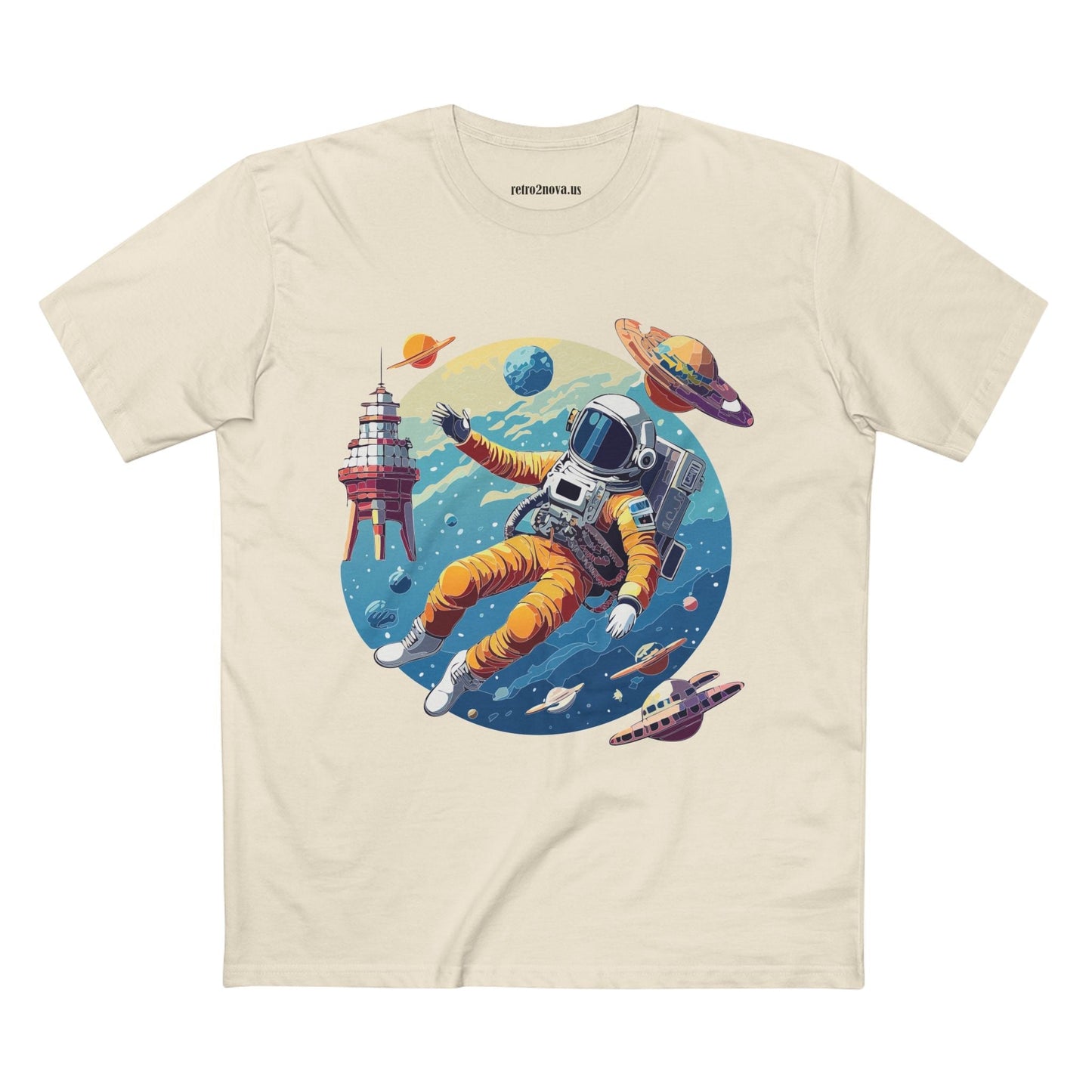 Cosmos Shirt Astronaut Art Unisex Premium Cotton Tee Retro2Nova Original Design Artwork