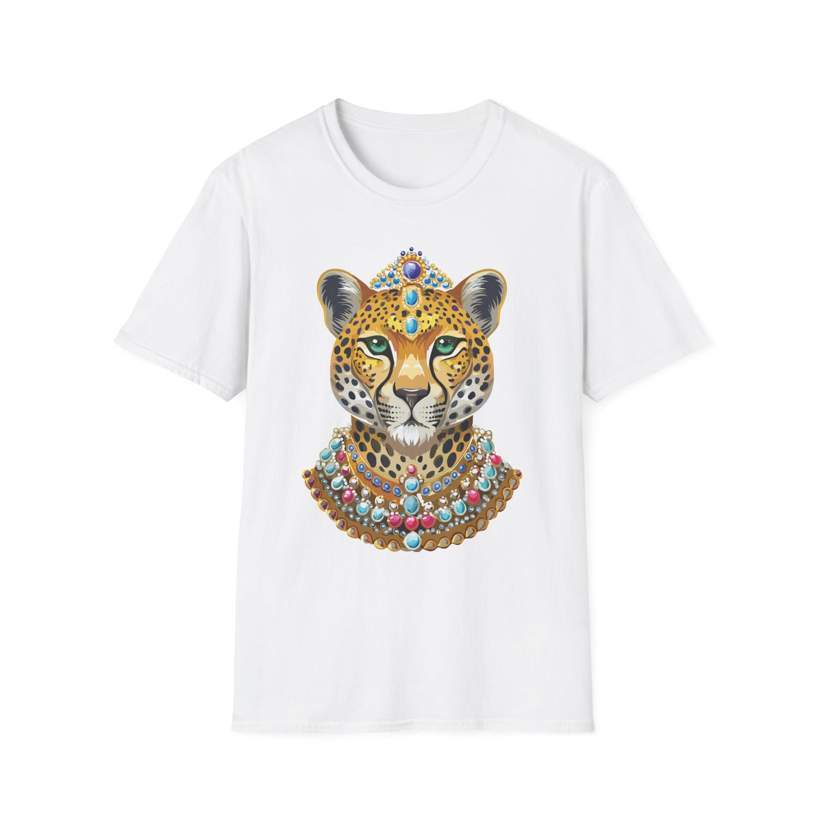 Jeweled Leopard Face T-Shirt | Regal Animal Portrait Tee