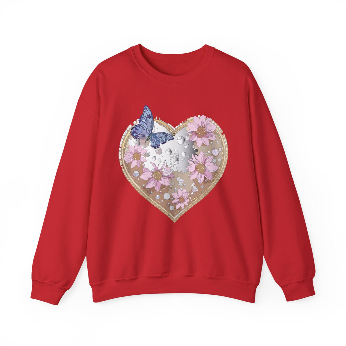 Floral Heart Love Graphic Valentine's Day Sweatshirt Unisex 50/50 Cotton-Poly Sweatshirt w34