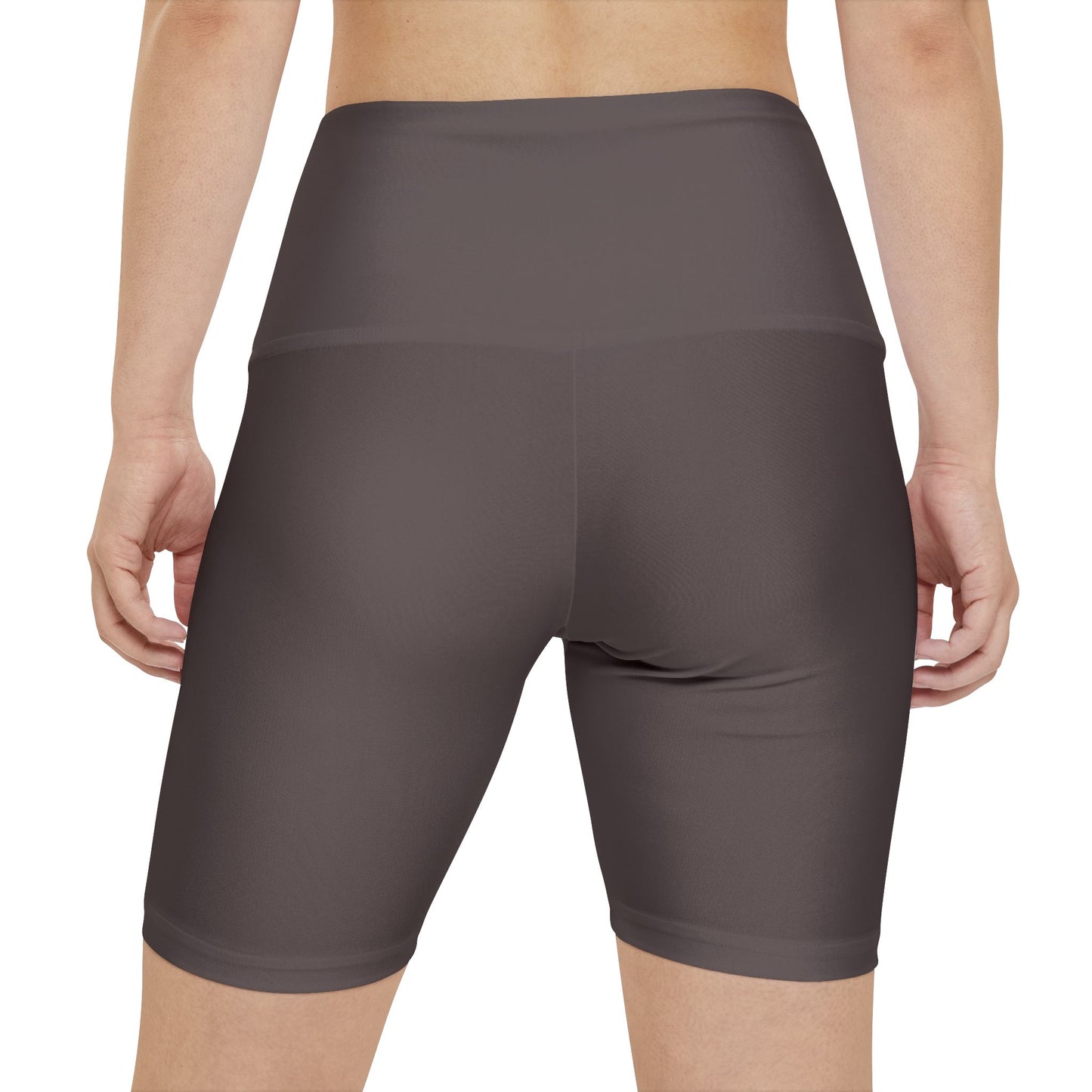 Taupe Grey Women's Workout Shorts — Solid High-Waist Biker Shorts for Exercise & Everyday Wear