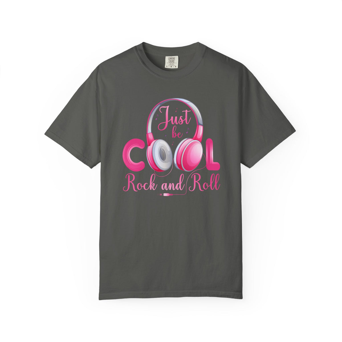 Just Be Cool Rock and Roll T-shirt Pink Headphones Graphic Unisex Cotton Tee Comfort Colors 004