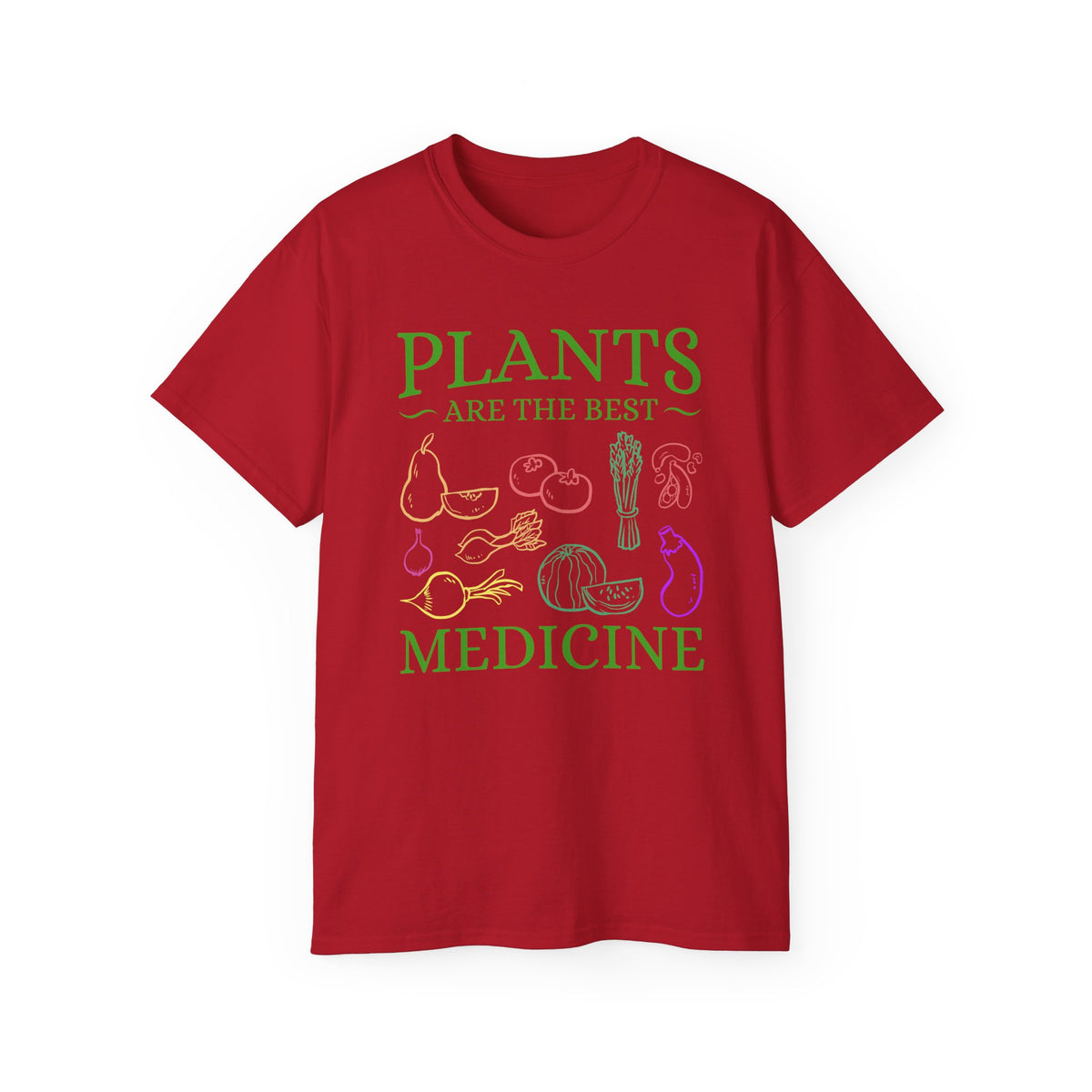 Plants Are the Best Medicine T-Shirt | Vegetable Line Art, Herbal Wellness Tee