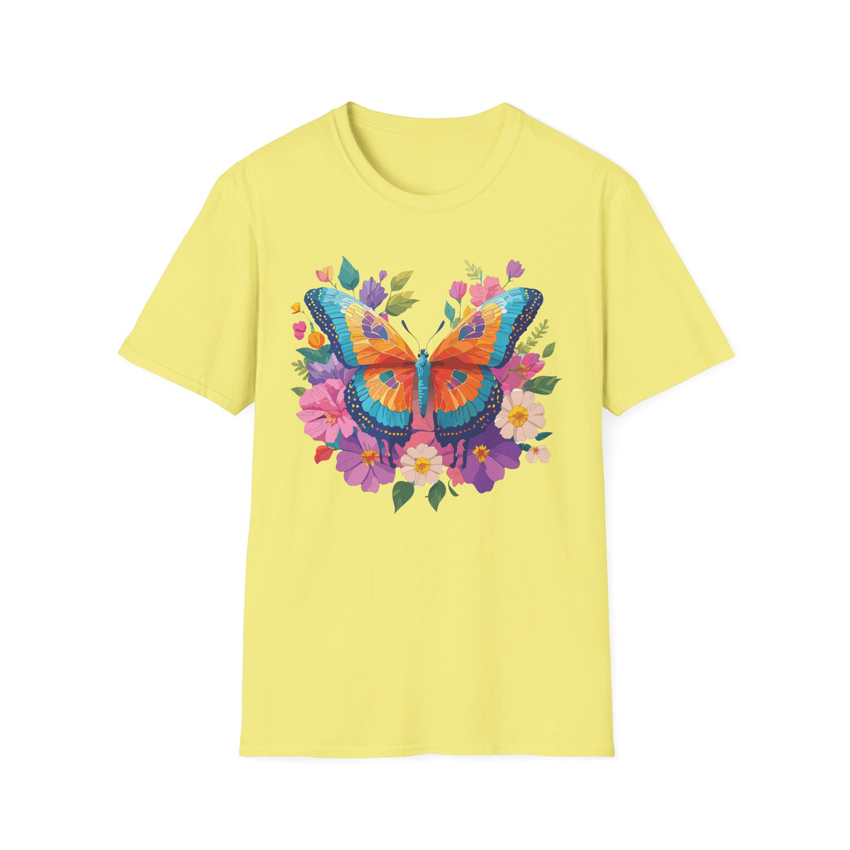 Colorful Butterfly Floral Tee | Vibrant Monarch Butterfly Graphic Tee Unisex 100 Cotton Gildan T-Shirt