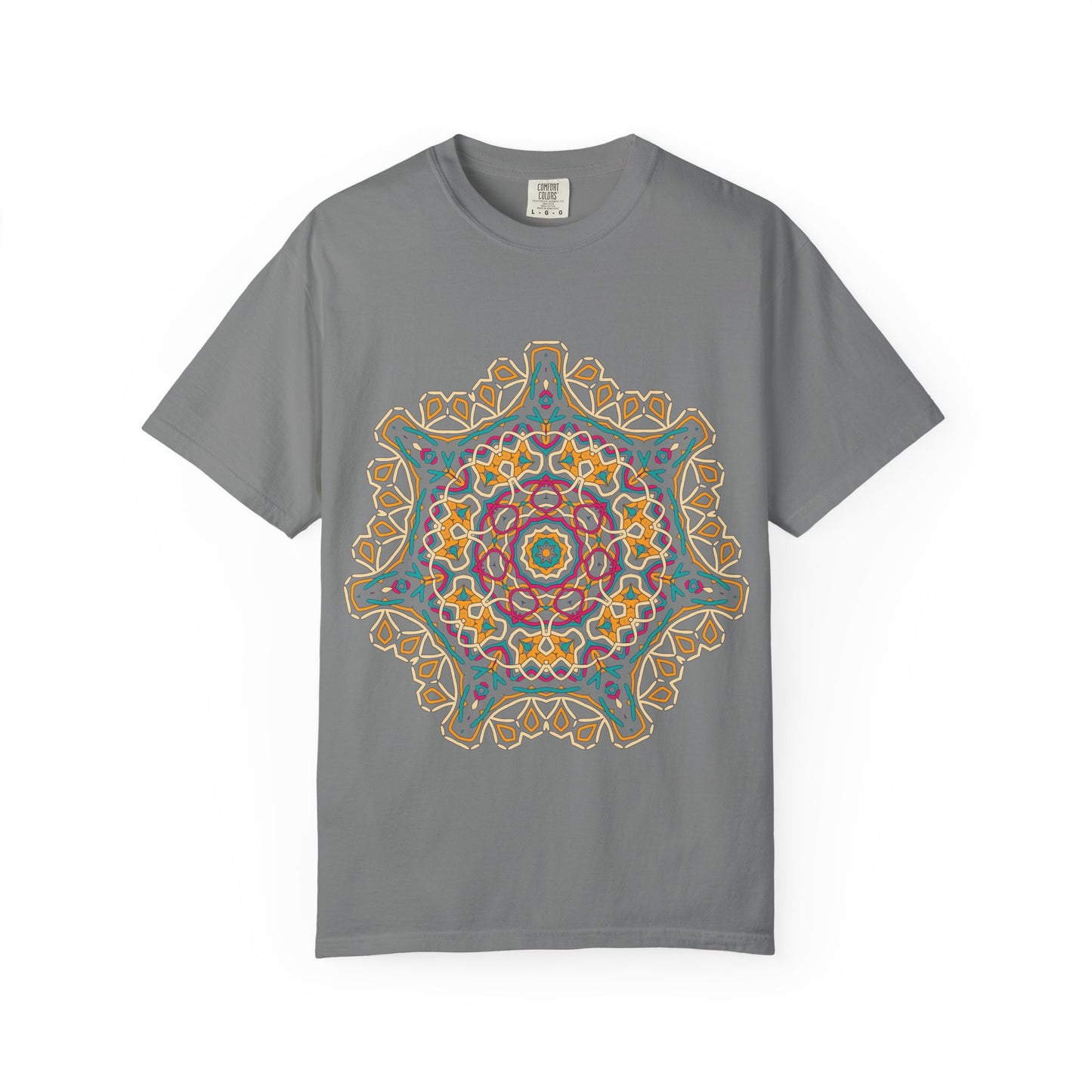 Unisex Garment Dyed Cotton T-Shirt with Mandala Graphic Design