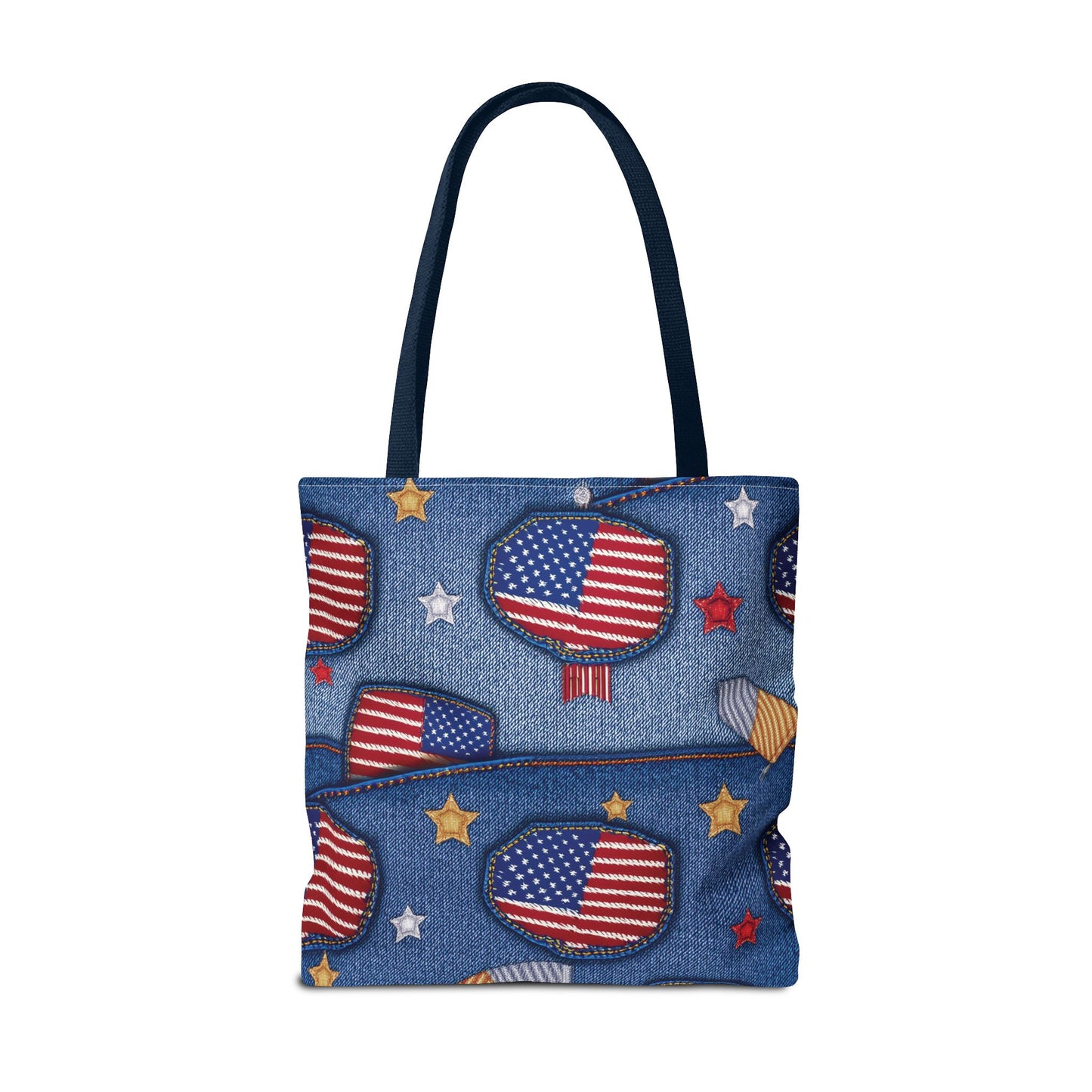 4th of July Graphic Denim Fabric Imitation Print Unisex Canvas Bag Poly Spun 3 Sizes Tote Bag 200-12