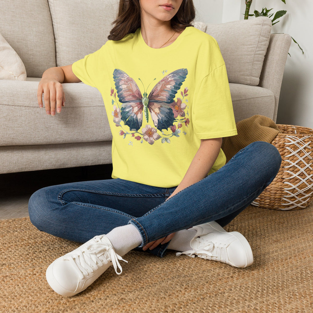 Butterfly Floral T-Shirt — Watercolor Butterfly Tee for Women & Nature Lovers Graphic Tee Unisex 100 Cotton Gildan T-Shirt