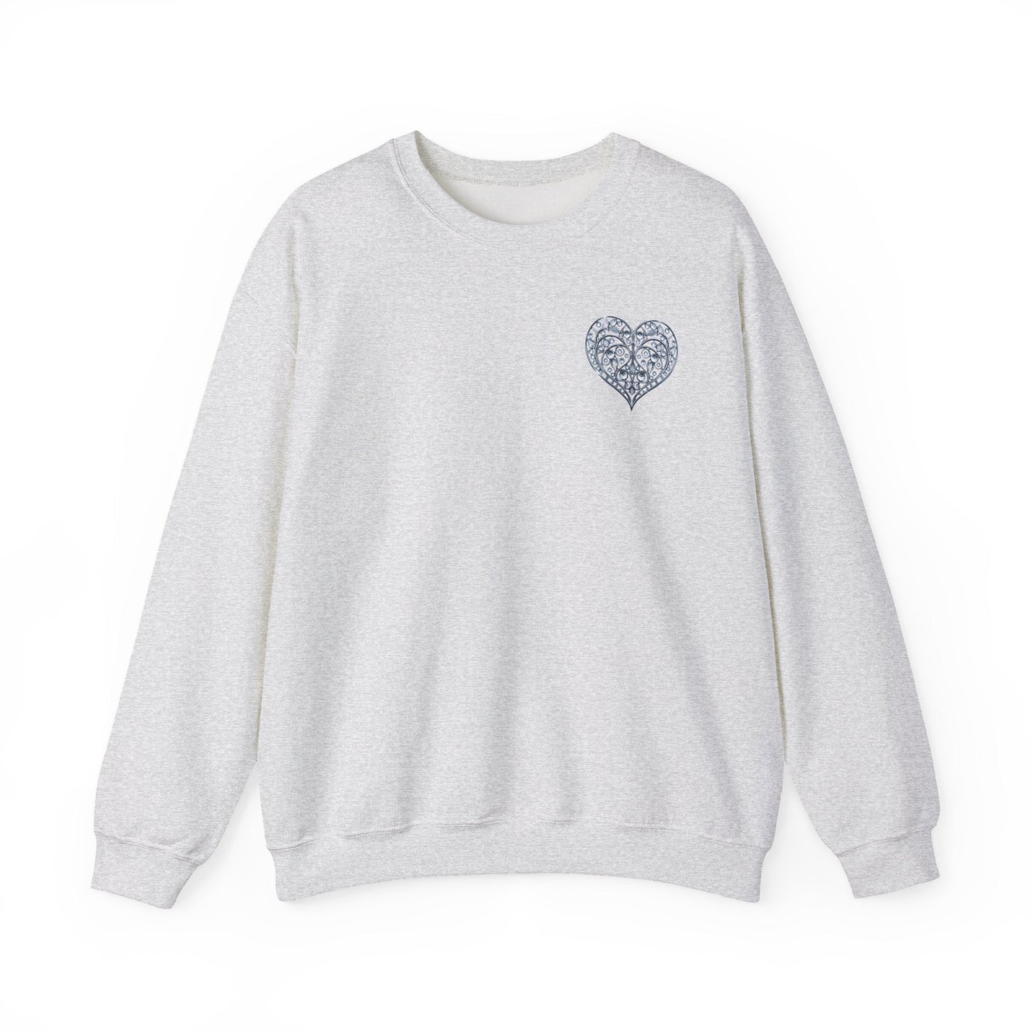 Crystal Heart Sweatshirt Unisex Fifty Fifty Cotton Poly Valentine Day Crewneck Gildan 18000