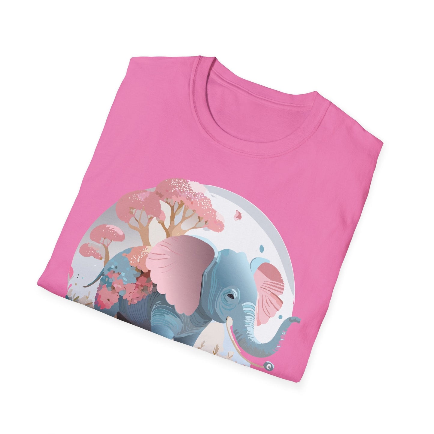 Unisex Elephant Graphic Tee Gildan Softstyle 64000 100 Percent Ring Spun Cotton Fabric