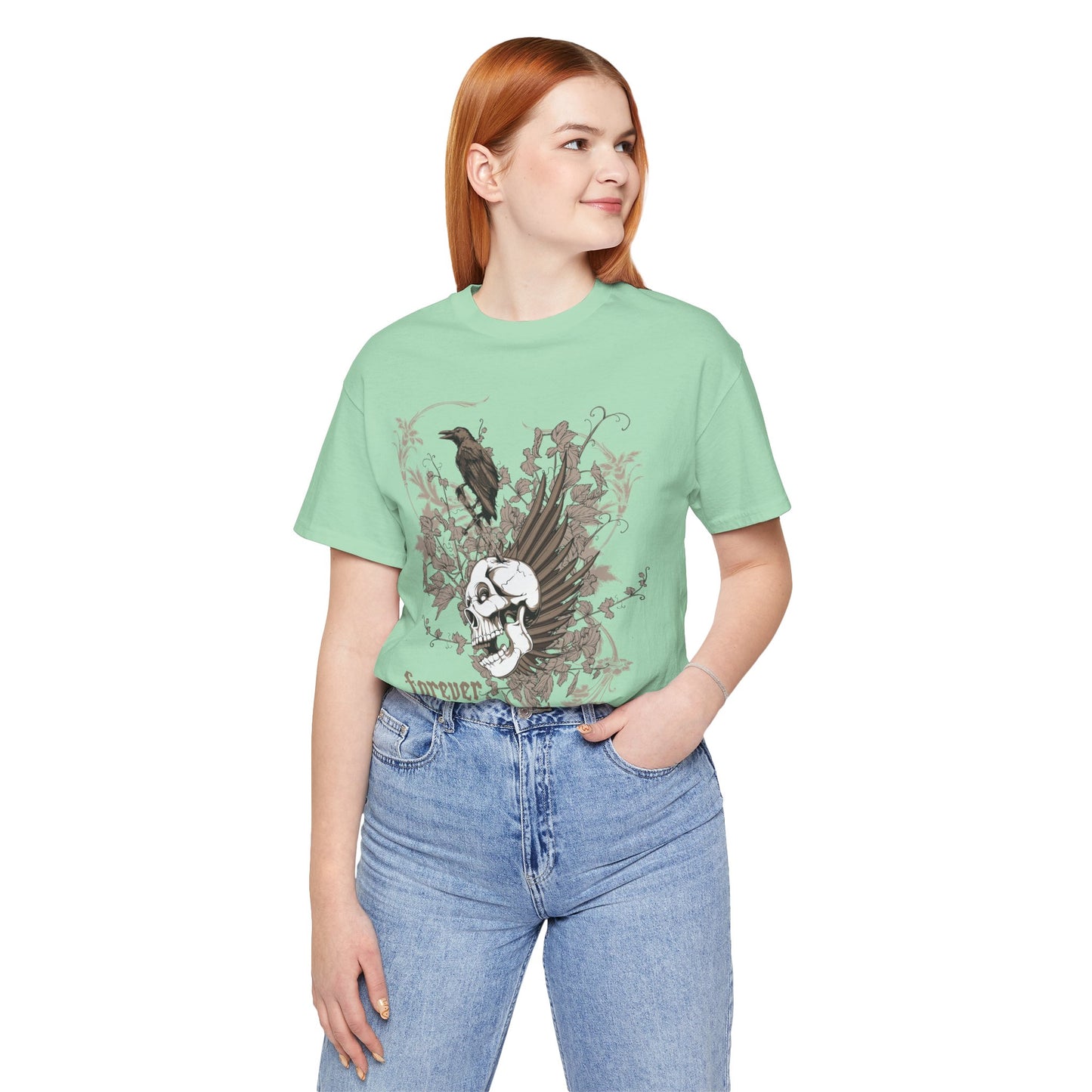 Forever Resting Head Tee, Edgy Graphic Shirt, Music T-Shirt, Gothic Tees, Skull Shirt, Art Design Tee, Skull Graphic Top