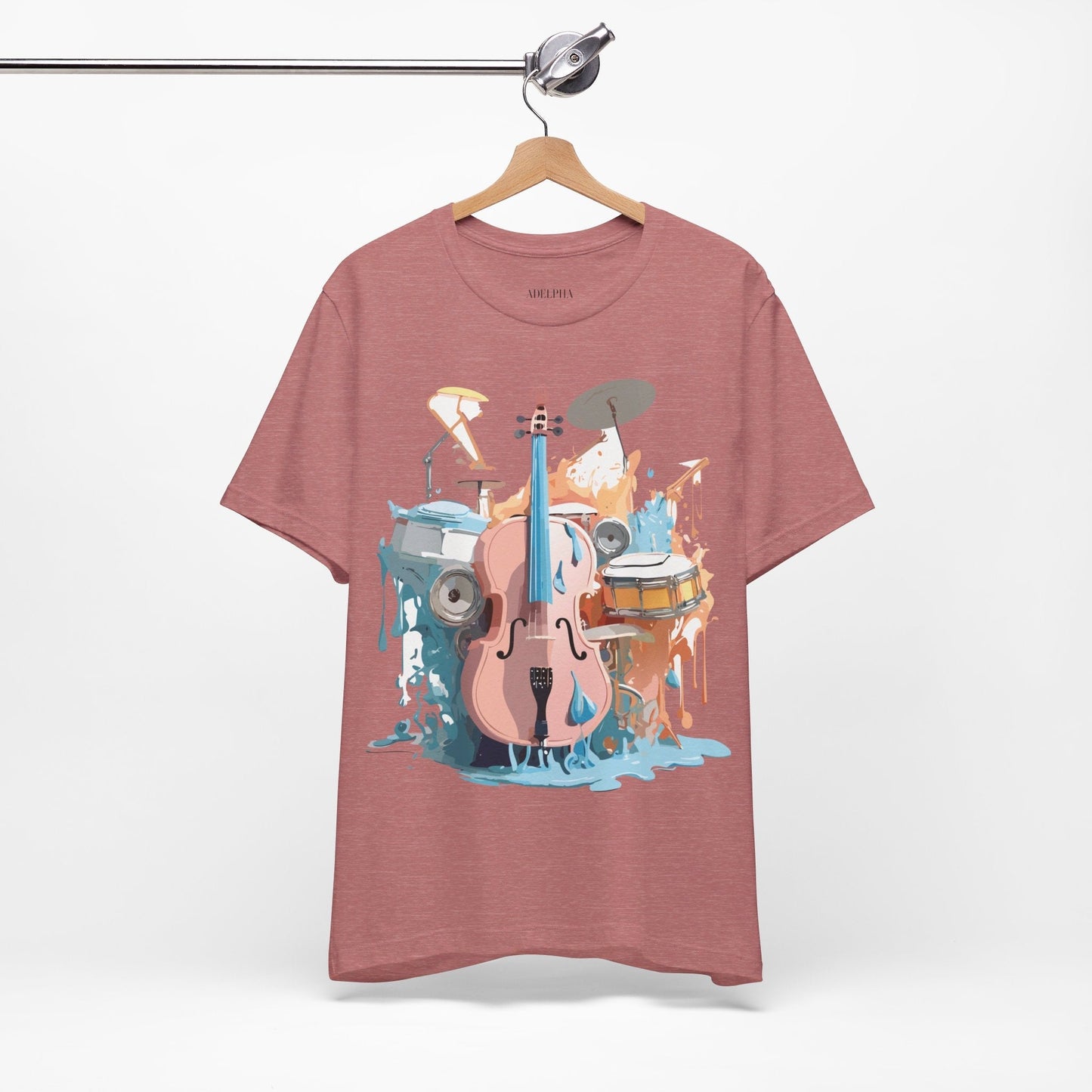 Music Graphic Unisex 100 Cotton Vintage Art with Musical Elements Tee 74