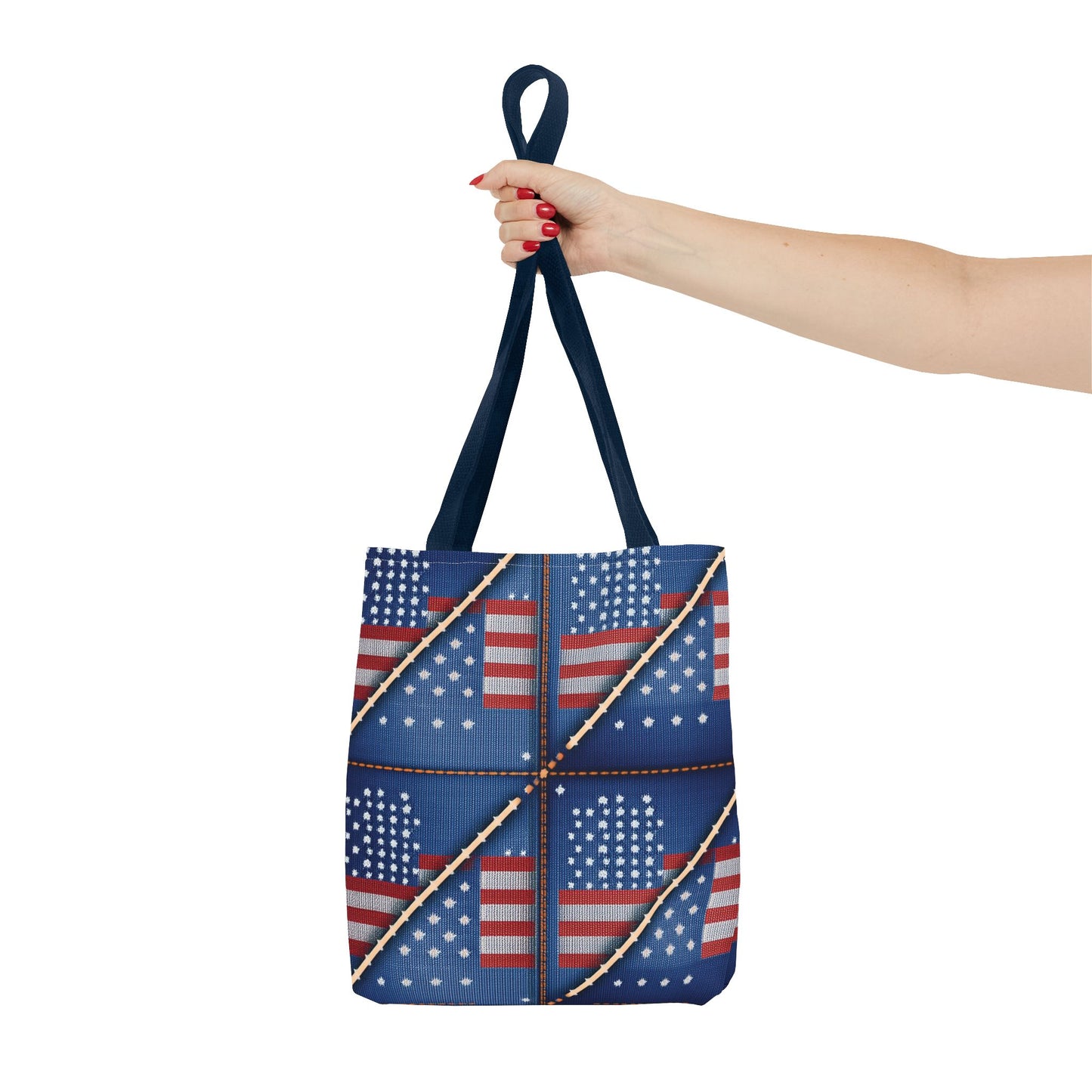 4th of July DENIM PRINT CANVAS BAG HIGH-QUALITY 100% SPUN POLY 3 SIZE BAG-200-19