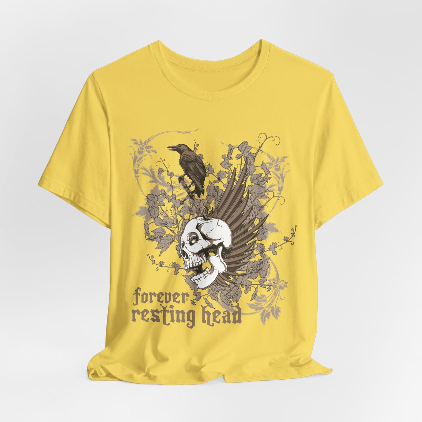 Forever Resting Head Tee, Edgy Graphic Shirt, Music T-Shirt, Gothic Tees, Skull Shirt, Art Design Tee, Skull Graphic Top