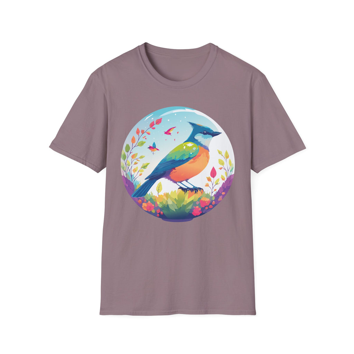 Colorful Songbird Illustration T-Shirt | Vibrant Bird Art Tee