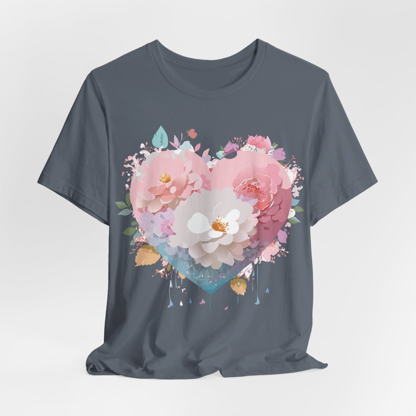 Valentine Day Graphic Unisex 100 Cotton Vintage Artwork with Love and Flower Design Tee 34