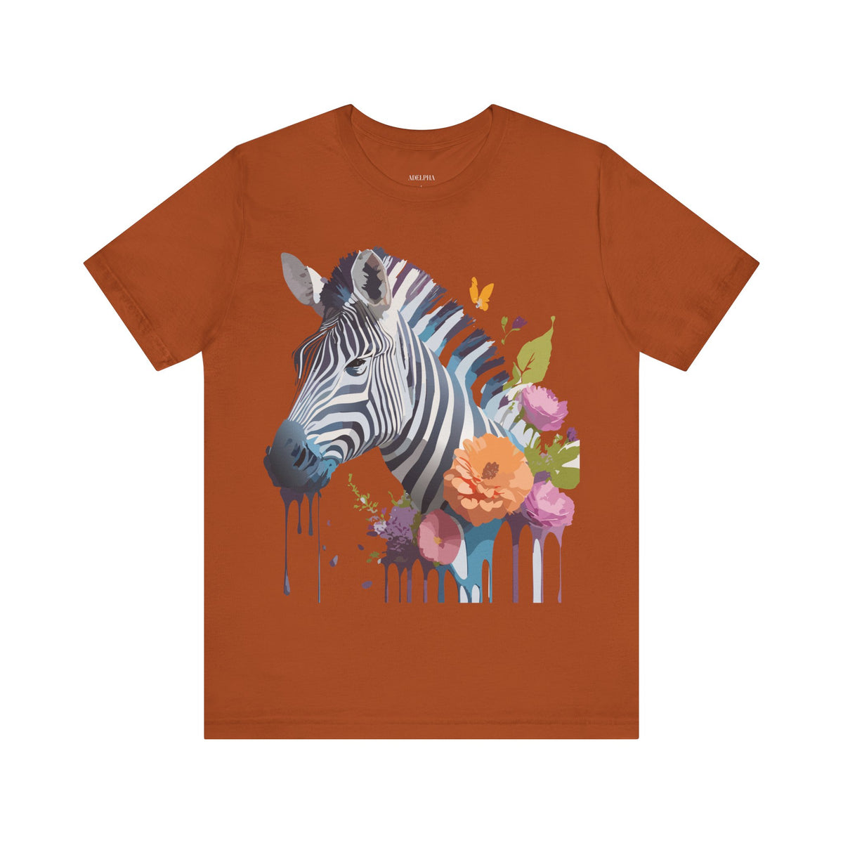 Zebra Graphic Unisex Cotton Bella+Canvas Tee with Art Animal Design e75