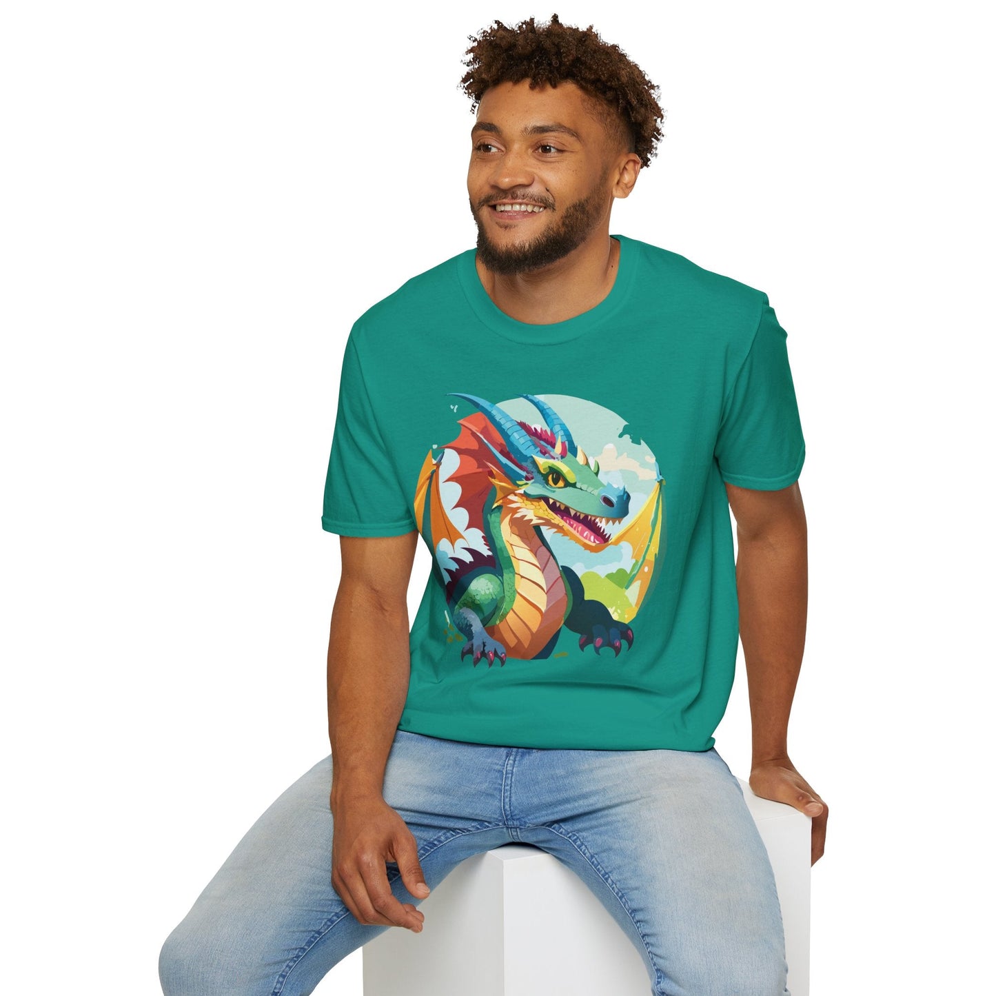 Unisex Dragon Graphic Tee By Gildan Softstyle 64000 Short Sleeve Cotton Tee Art Design