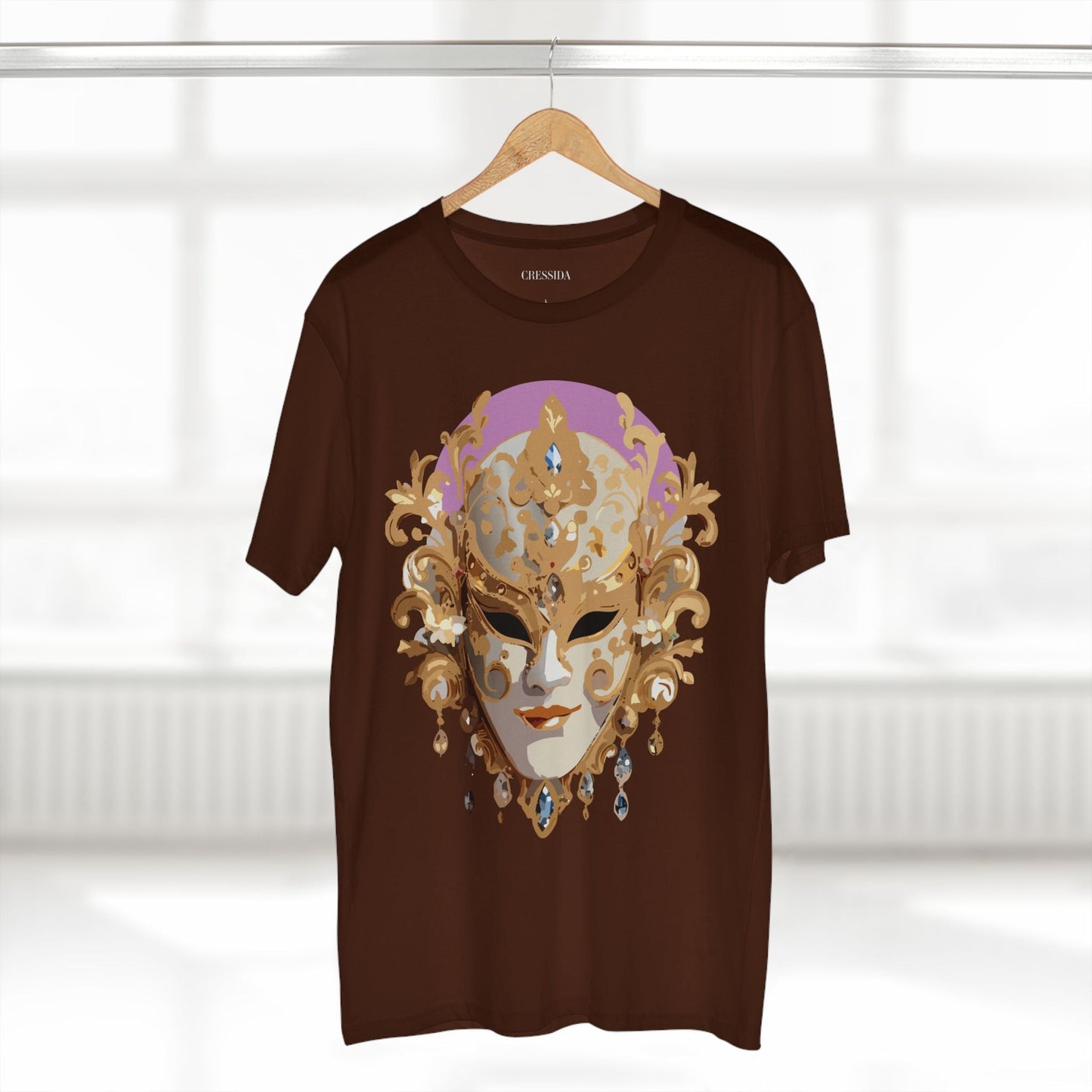 Carnival Mask Graphic T-Shirt Unisex 100 Cotton With Antique Gold Art Design Tee 10