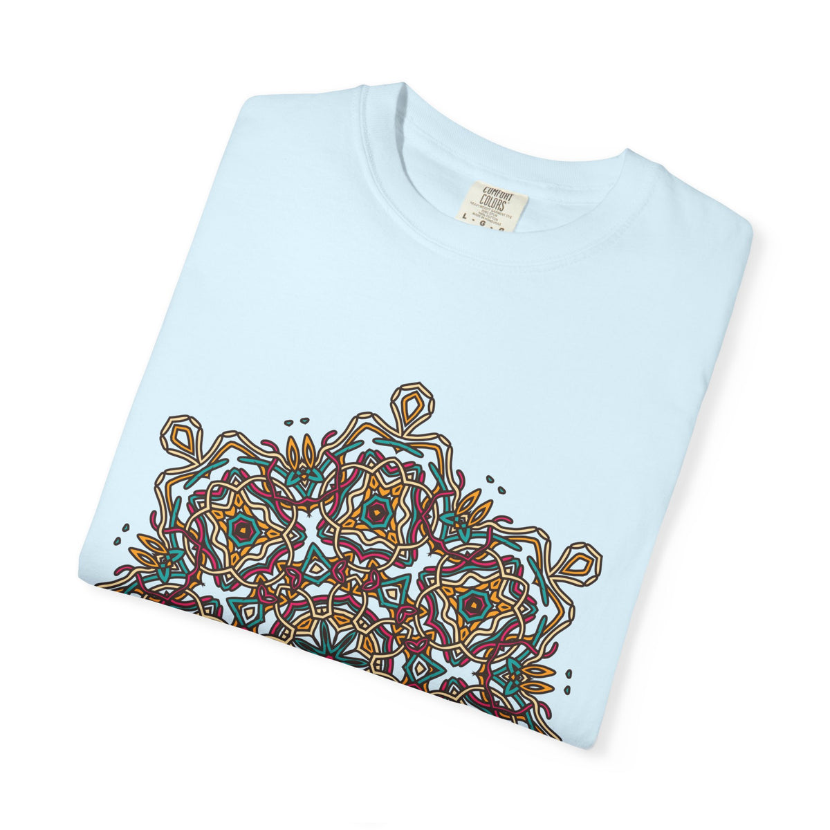 Unisex Garment Dyed Cotton T-Shirt with Mandala Graphic Design
