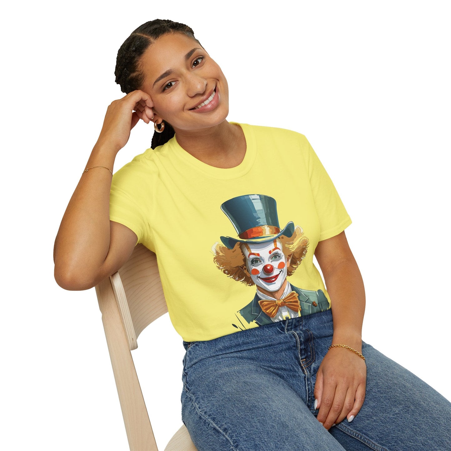 Funny Clown Shirt Unisex T Shirt Circus Style Tee With Scary Man Artwork Gildan 64000
