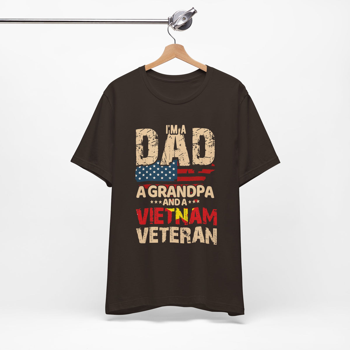 I'm a Dad a Grandpa and a Vietnam Veteran T-Shirt American Flag Patriotic Unisex Cotton Tee v3