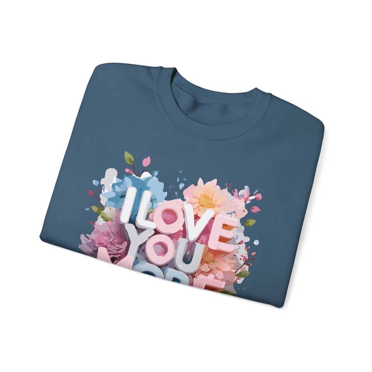 Floral Love Sweatshirt Unisex Heavy Blend Crewneck Valentines Day 50 50 Cotton Polyester Gildan 18000