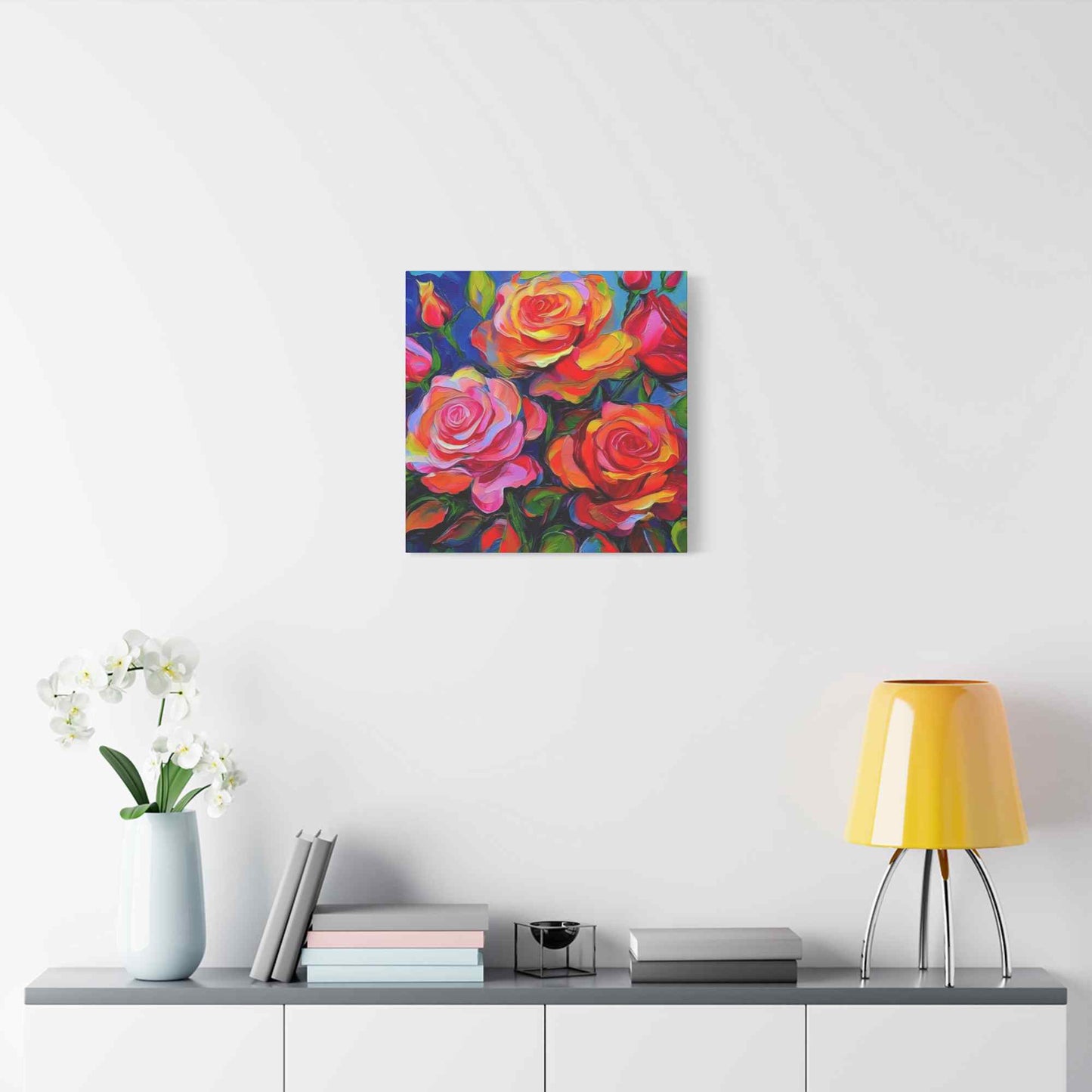 Orange Roses Print Canvas, Roses Oil Paint Print 20x20, 24x24, 30x30, 32x32, 36x36, Floral Art Design Print Non-Frame MC-18