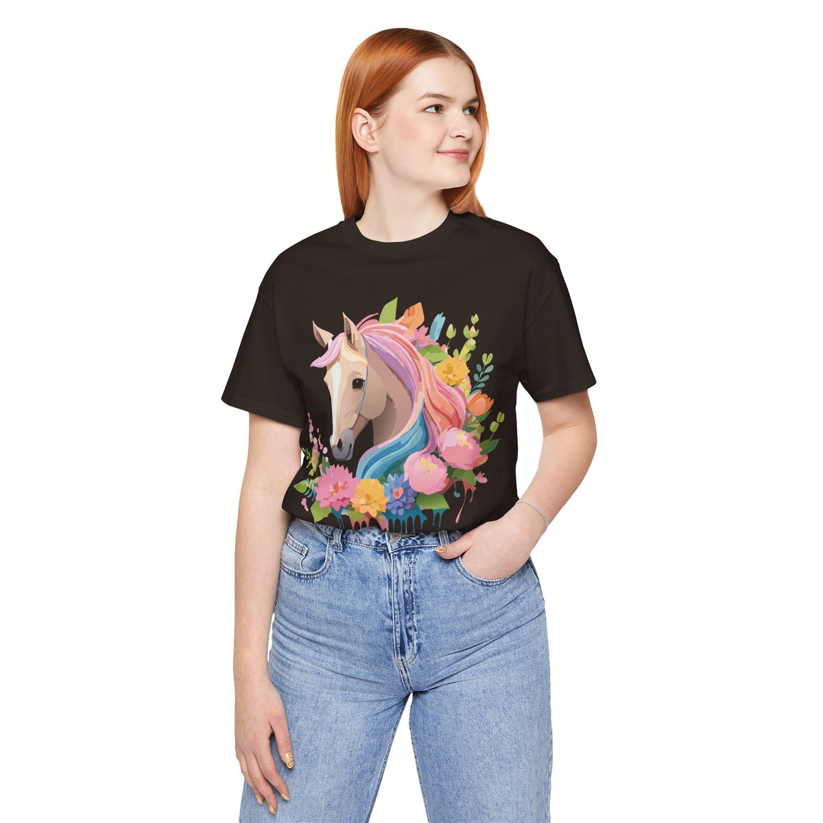 Horse Graphic Unisex Cotton Bella+Canvas Tee with Art Animal Design e310