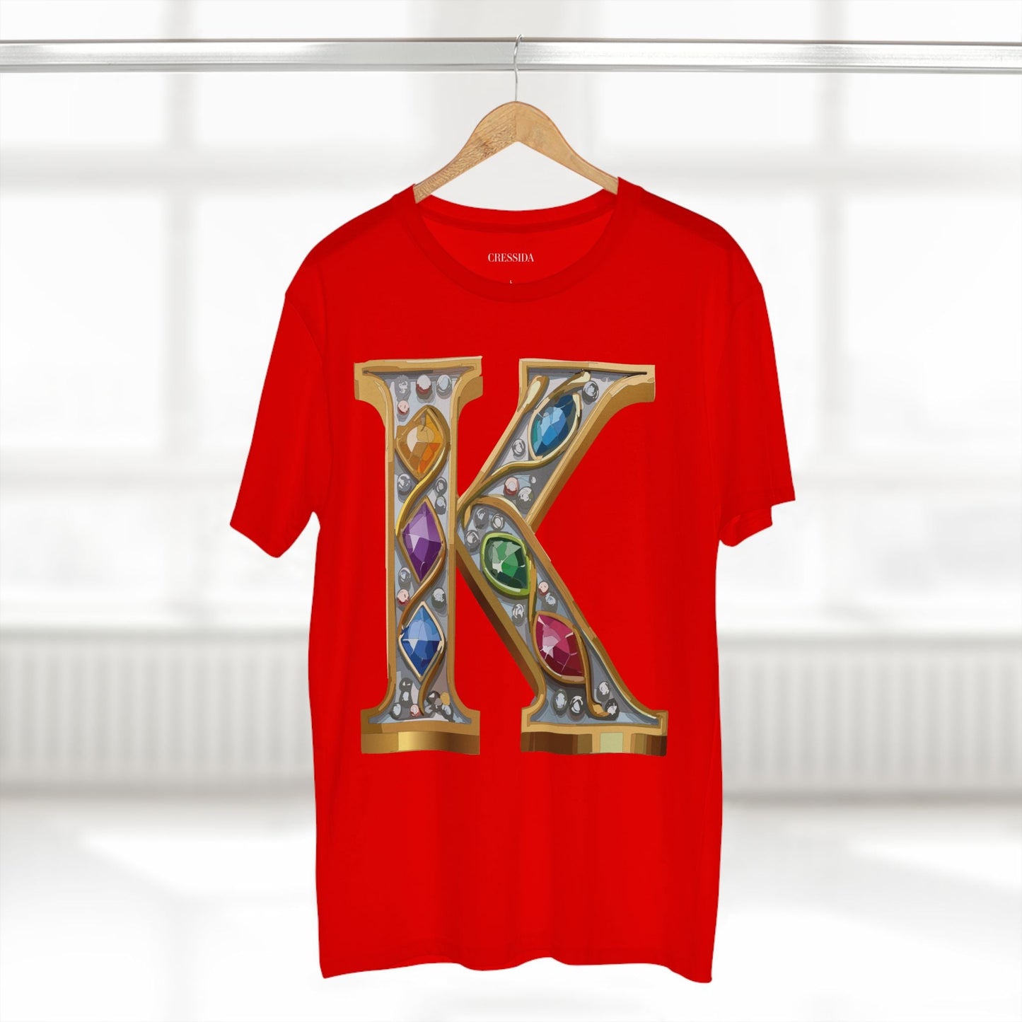 Letter K Graphic Design Tee Unisex 100 Cotton With Antique Gold Letters Artwork T-Shirt