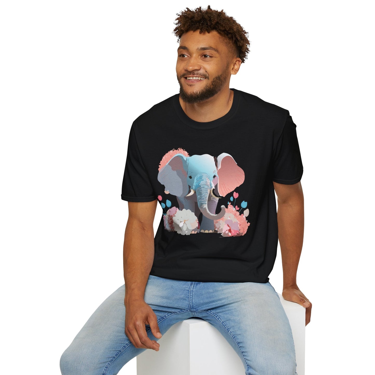 Elephant T Shirt Unisex Softstyle Graphic Tee With Elephant Animation Animal Print