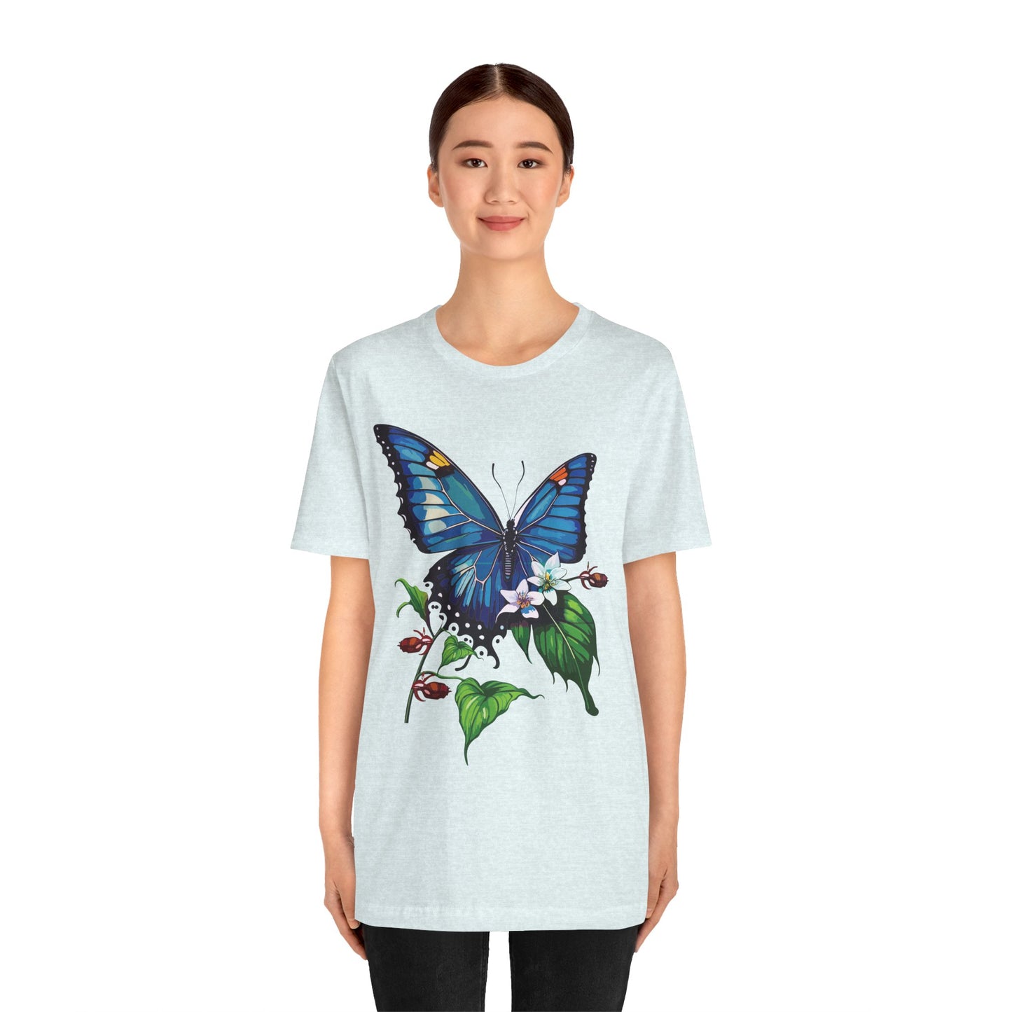 Cotton Tee Shirt with Butterfly Prints