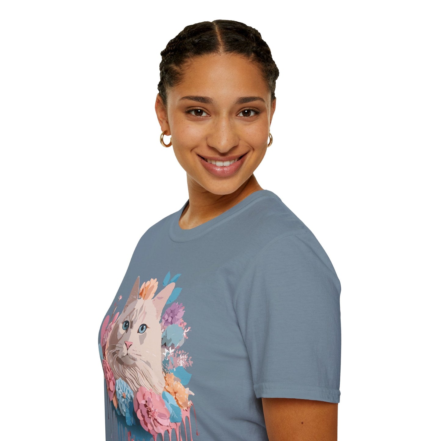 Cat Shirt Unisex Short Sleeve Cat Tee Kitten Design Gildan Softstyle 64000 Tee