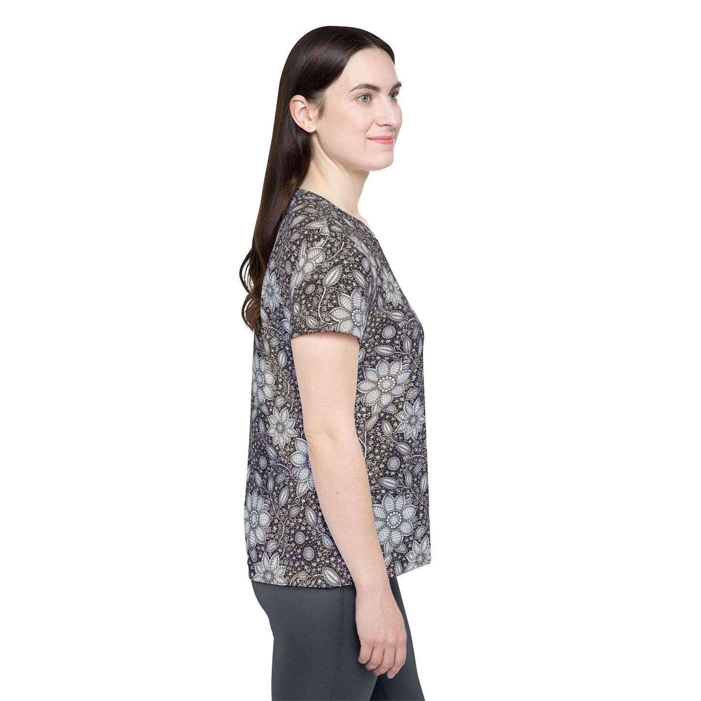 Women Poly T-Shirt with Lace Print 7