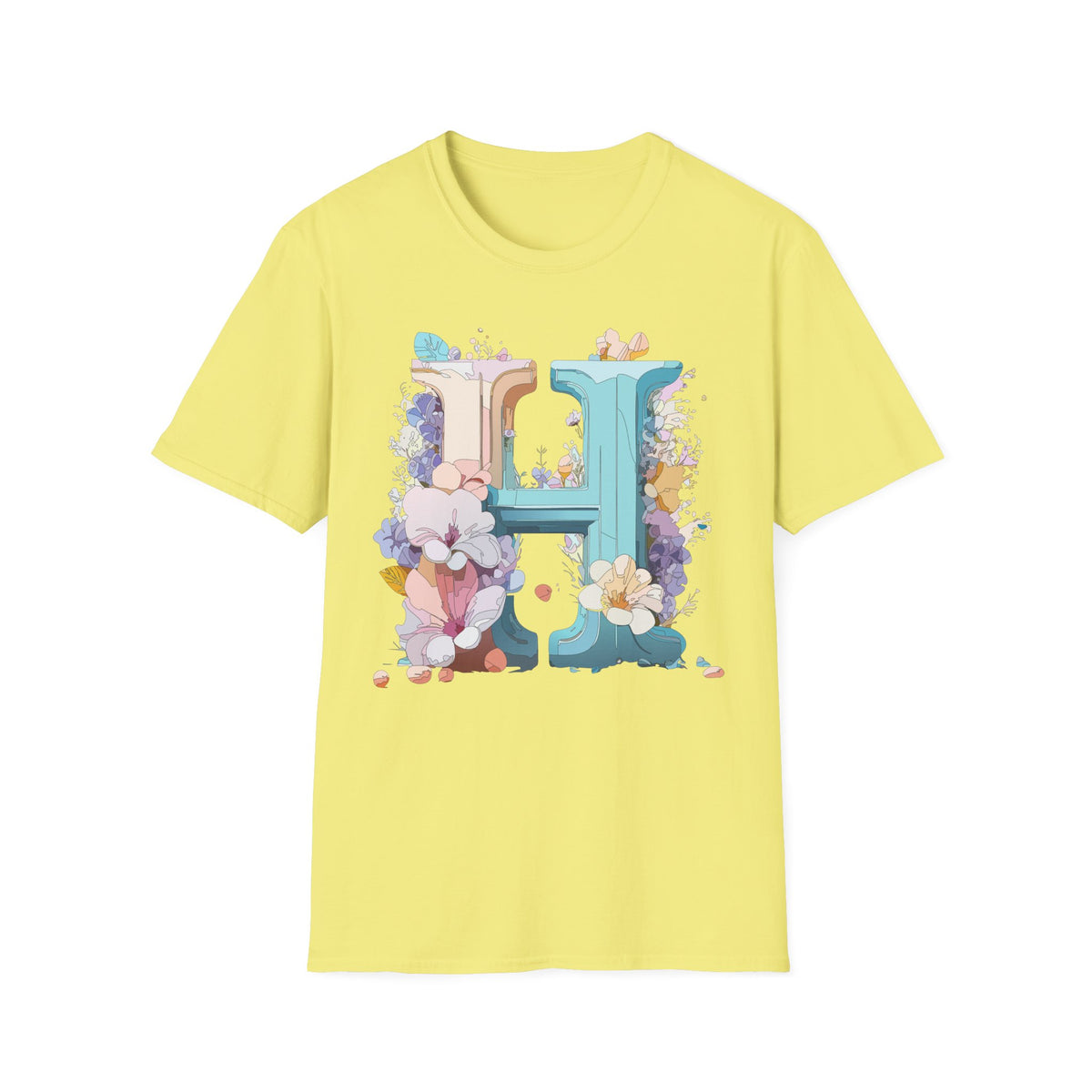 Floral H Monogram T-Shirt | Letter H Floral Initial Tee