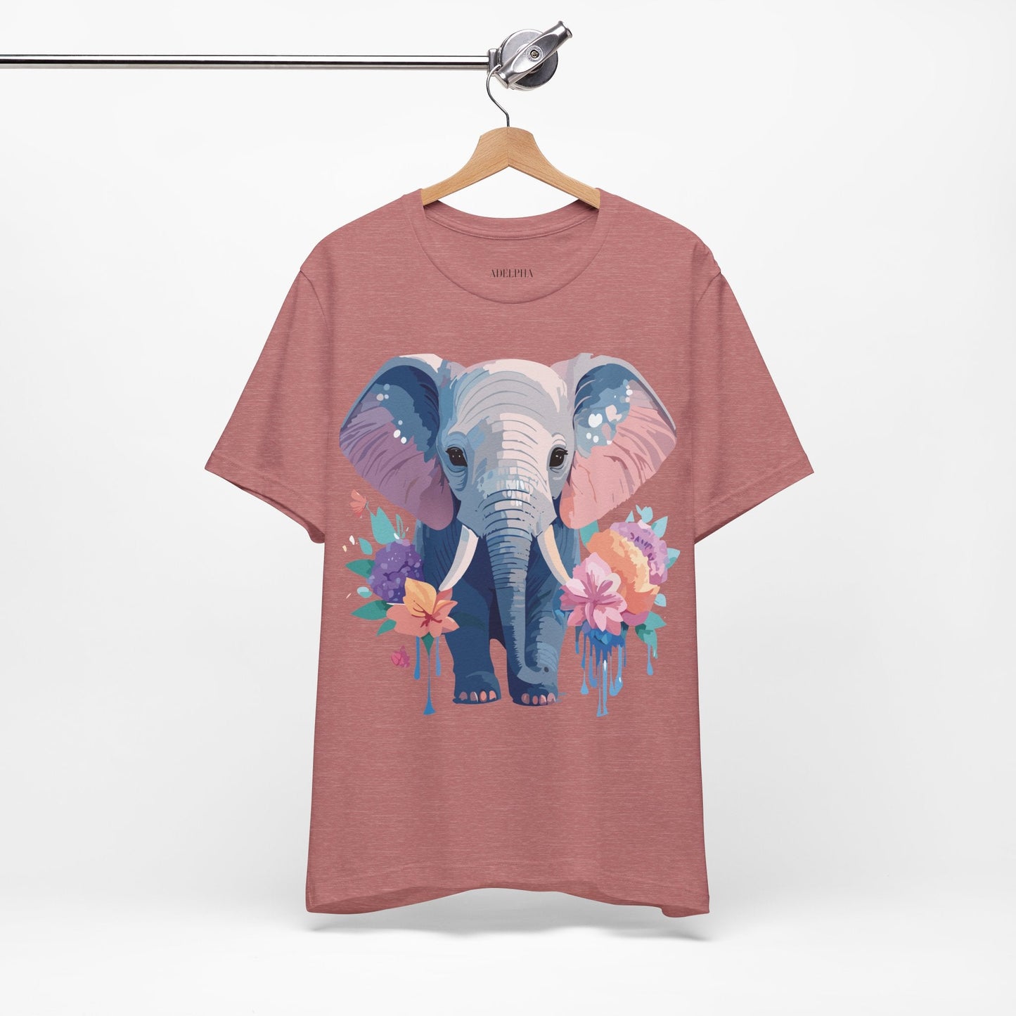 Elephant Graphic T Shirt Unisex Vintage Art Design Tee by Adelpha Short Sleeve Premium