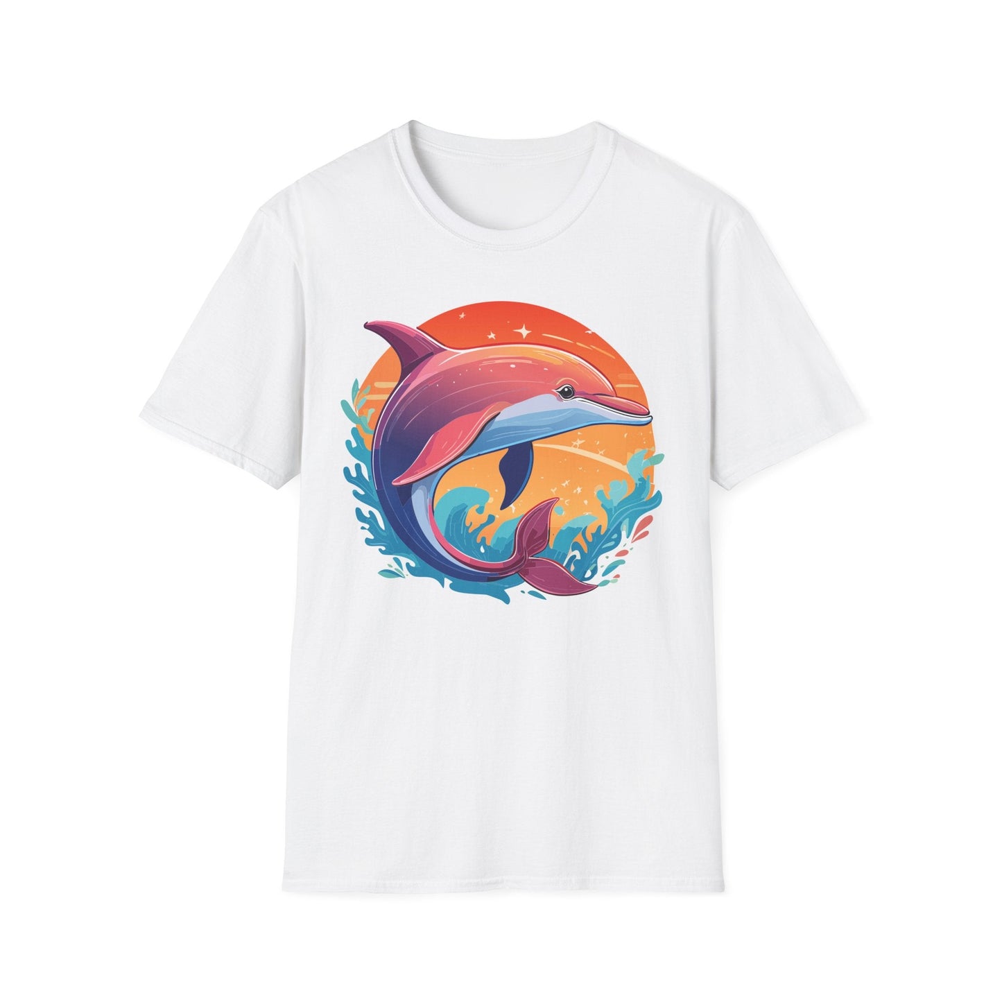 Dolphin Shirt Unisex Tee 100 Percent Ring Spun Cotton Softstyle Gildan 64000 Comfort Fit