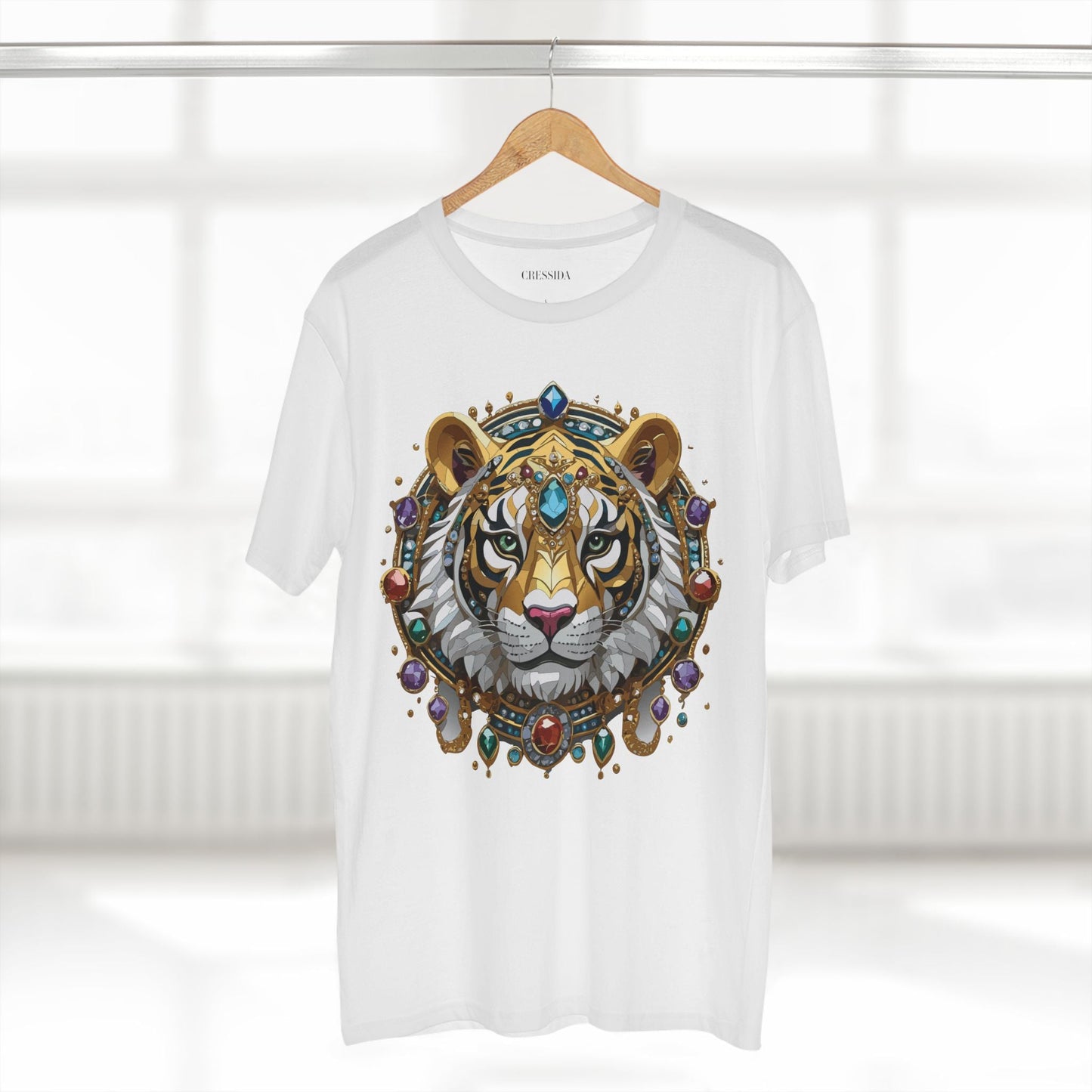 Tiger Graphic Unisex 100 Cotton Tee With Unique Animal Golden Medallion Art Design 52