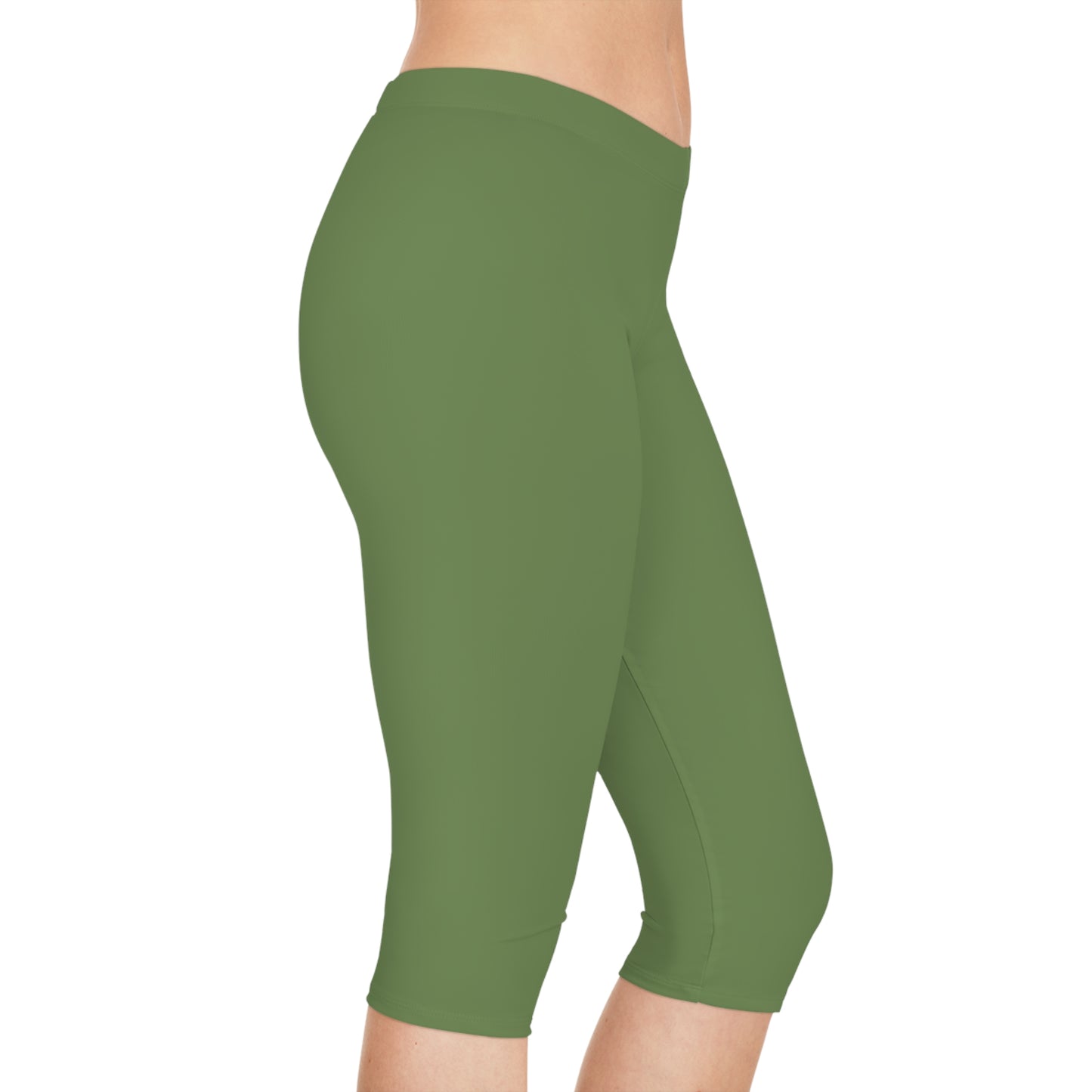 Green Color Capri Leggings, Green Capri Leggings 3