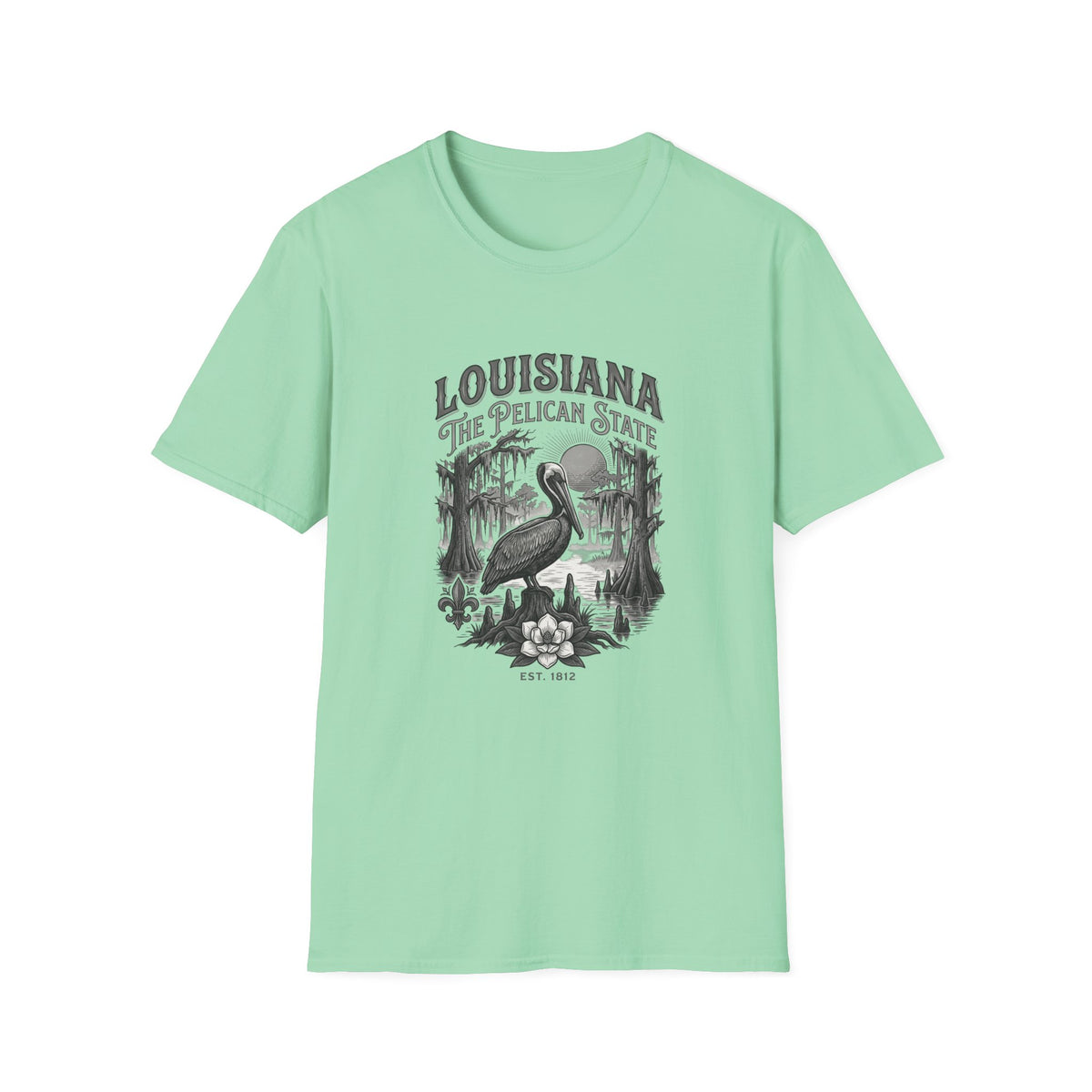 Louisiana Pelican State T-Shirt — Vintage Travel Tourist Graphic Design Unisex 100 Cotton Gildan T-Shirt