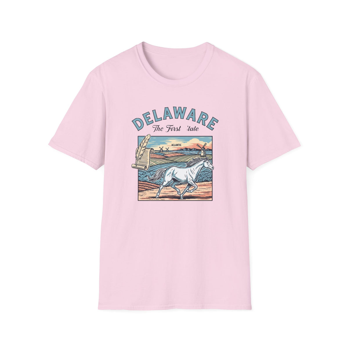 Delaware First State Vintage Horse Tee Travel Tourist Graphic Design Unisex 100 Cotton Gildan T-Shirt