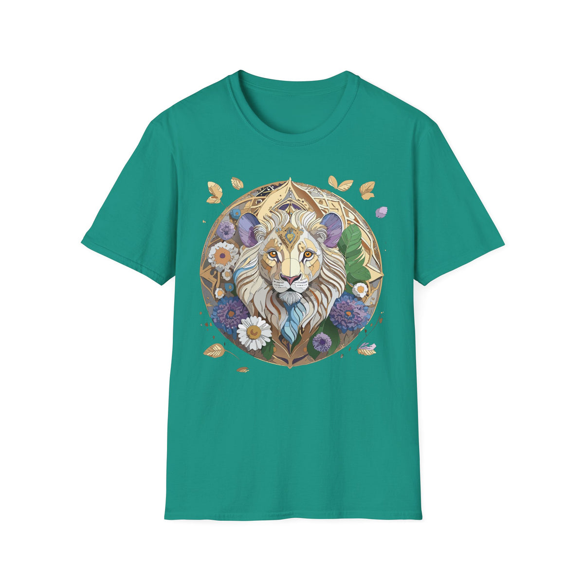 Floral Lion Illustration T-Shirt | Boho Mandala Lion Tee