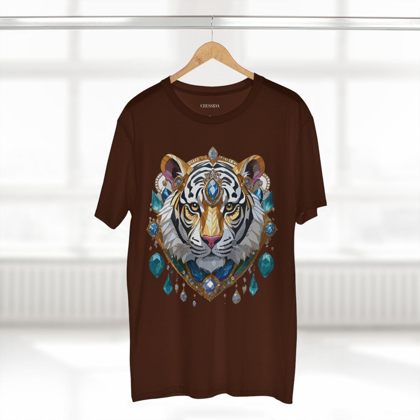 Tiger Graphic Unisex 100 Cotton Tee With Unique Animal Golden Medallion Art Design 53
