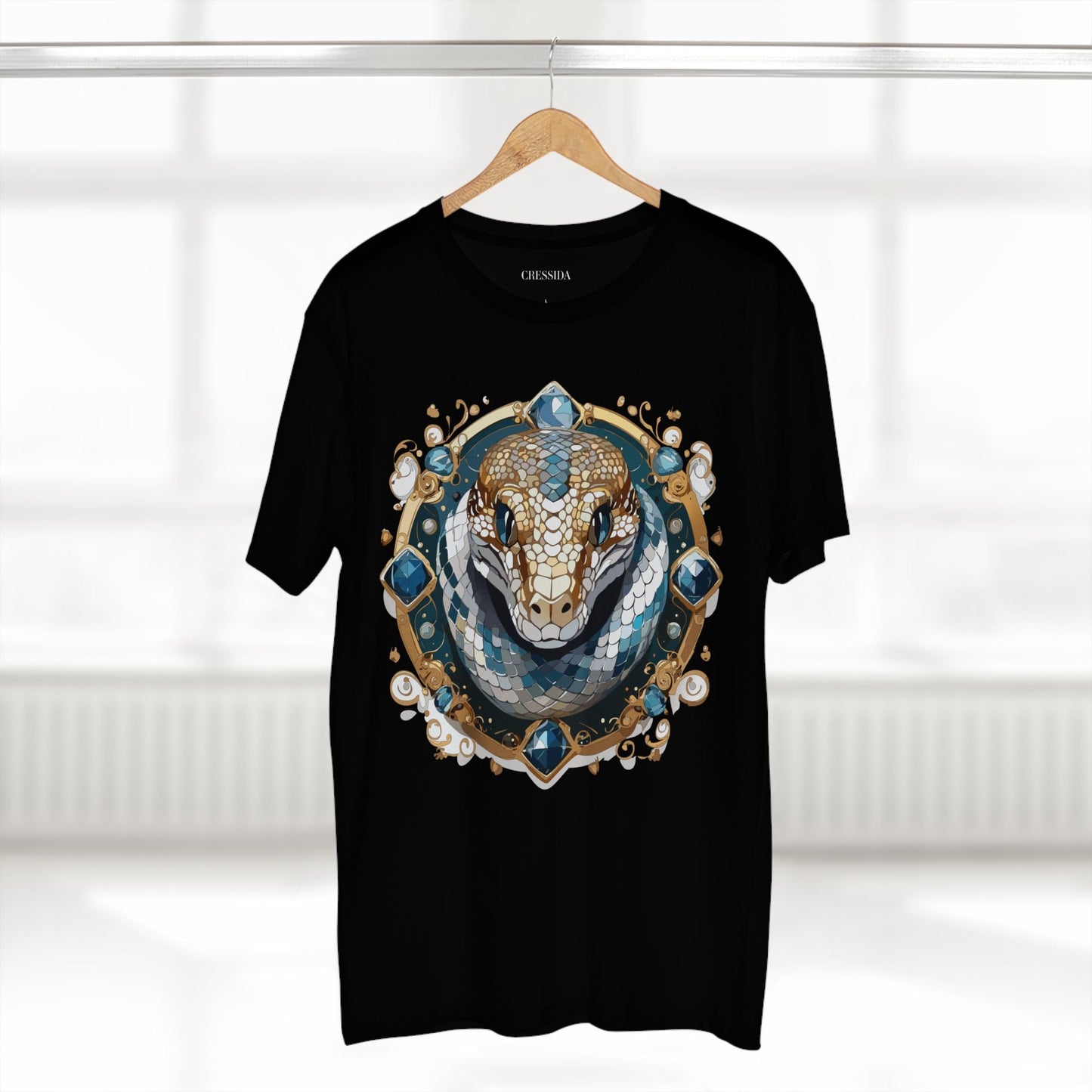Snake Graphic Unisex 100 Cotton Tee With Unique Animal Golden Medallion Art Design 42