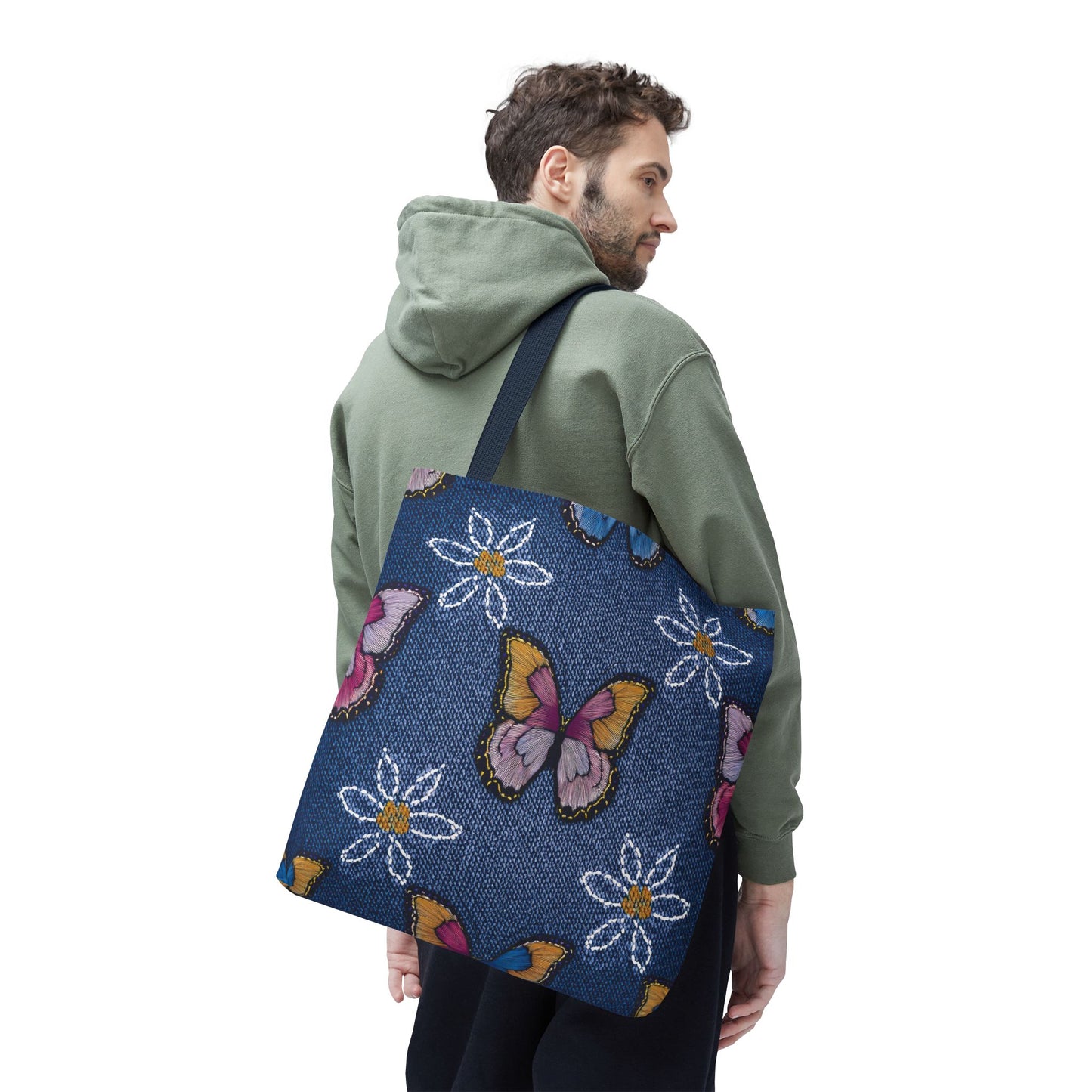 Denim Fabric Imitation Print Unisex Canvas Bag Poly Spun 3 Sizes Tote Bag 178