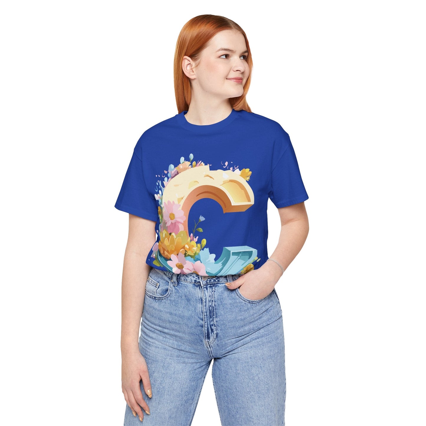 Letter C Graphic Tee Premium Unisex Vintage Art Design Shirt By Adelpha Short Sleeve