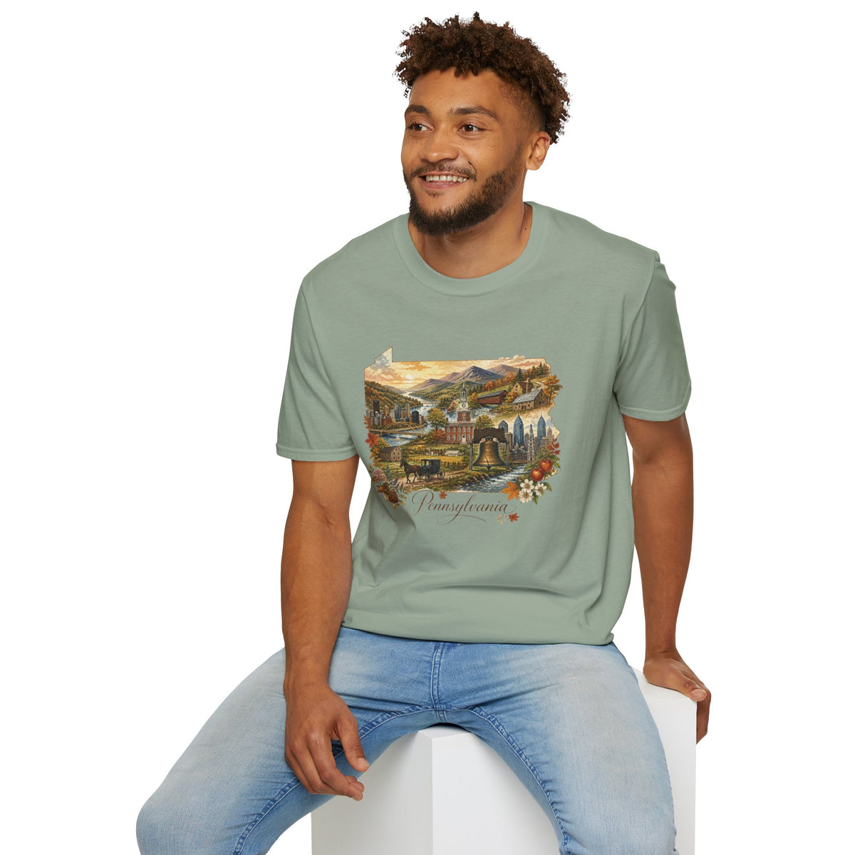 Pennsylvania State Travel Tourist Graphic Design Unisex 100 Cotton Gildan T-Shirt