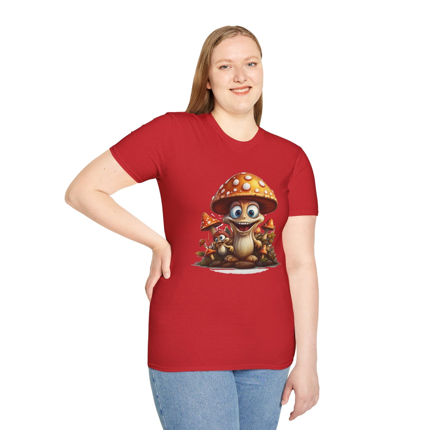 Funny Mashroom Graphic Unisex Softstyle Cotton With Cartoon Illustration Design 16