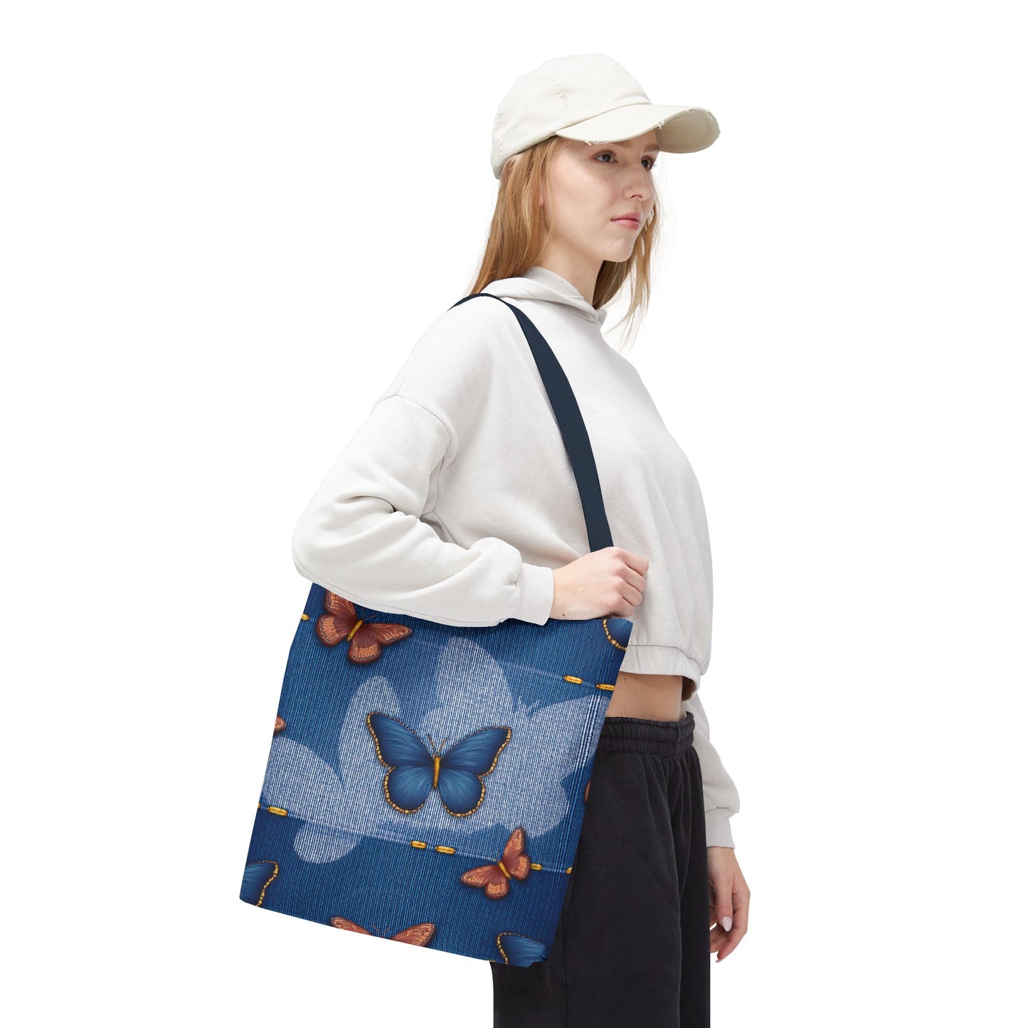 Denim Fabric Imitation Print Unisex Canvas Bag Poly Spun 3 Sizes Tote Bag 176