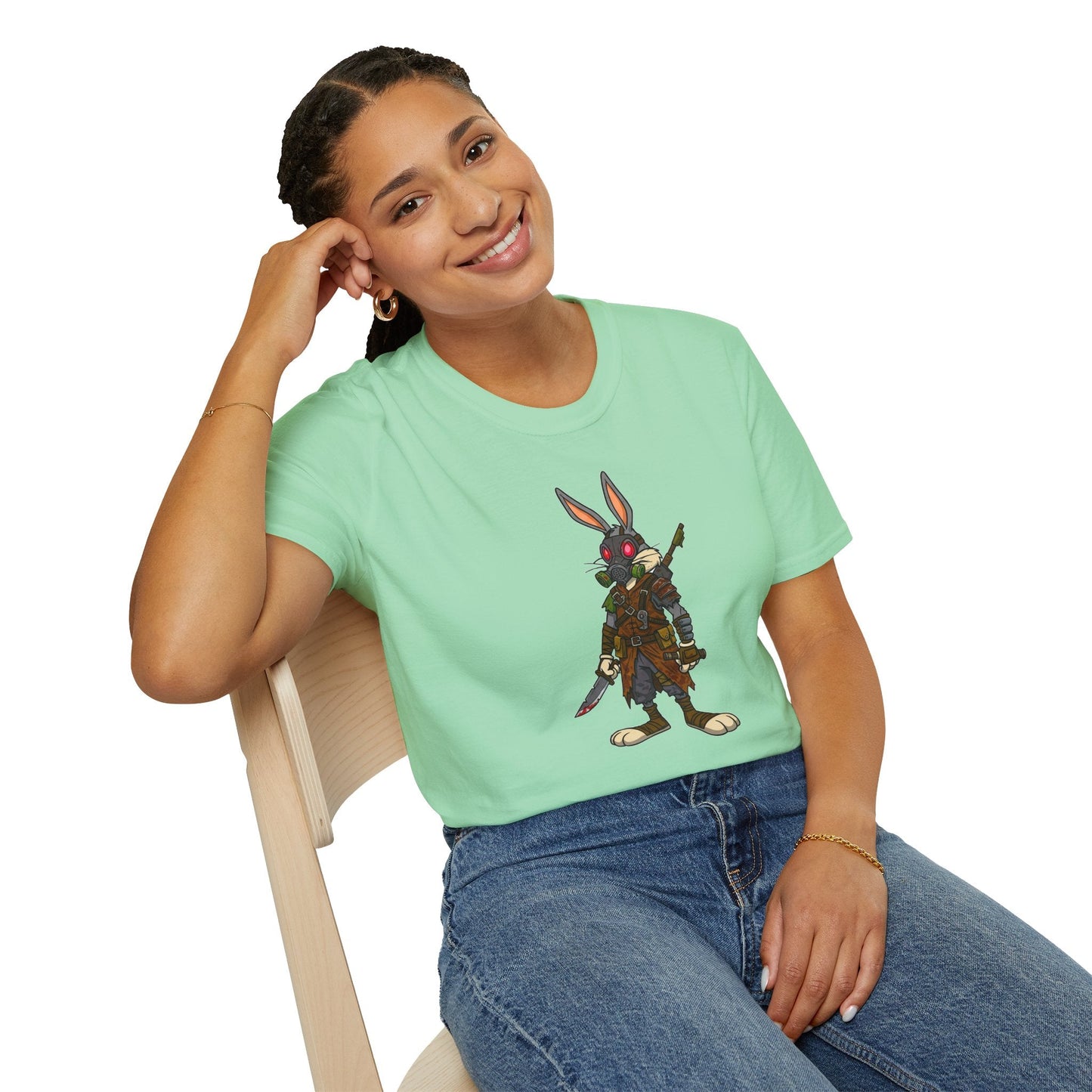 Cartoon Bunny Graphic Unisex Cotton Animal Animation Artwork Design Tee 10